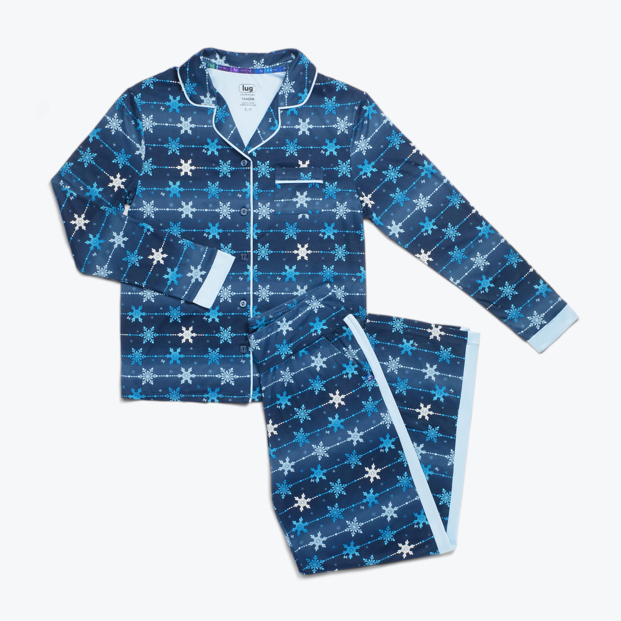 Tandem Collar Pajama Set - SNOWFLAKE NAVY - Tandem_SnowflakeNavy_Flatlay._a4d2c160-847e-4518-a257-388e7871fa28