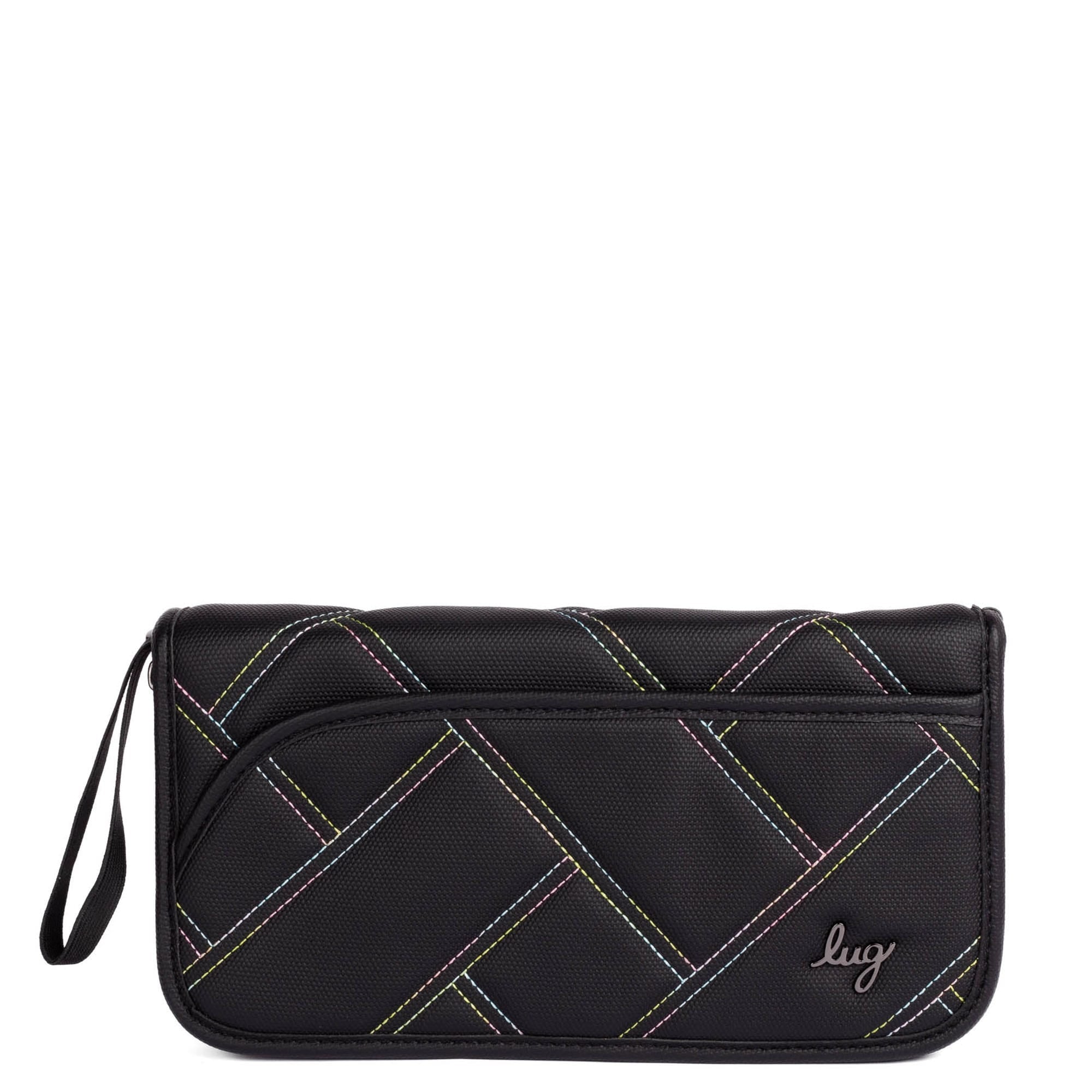 Tango Matte Luxe VL Travel RFID Wallet - BLACK ICEPOP STITCH - TangoWalletMatteLuxe_BlackwithIcepopRainbow_01