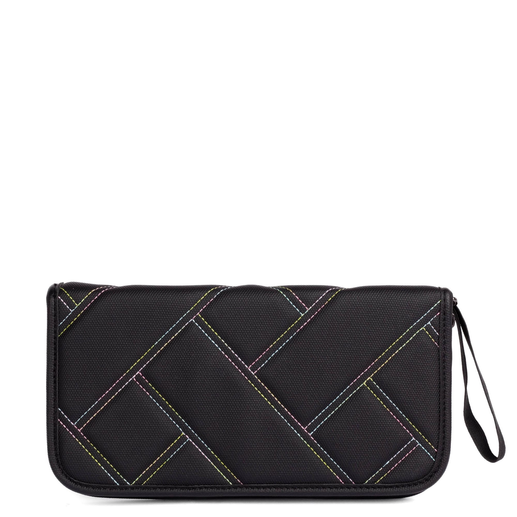 Tango Matte Luxe VL Travel RFID Wallet - BLACK ICEPOP STITCH - TangoWalletMatteLuxe_BlackwithIcepopRainbow_04