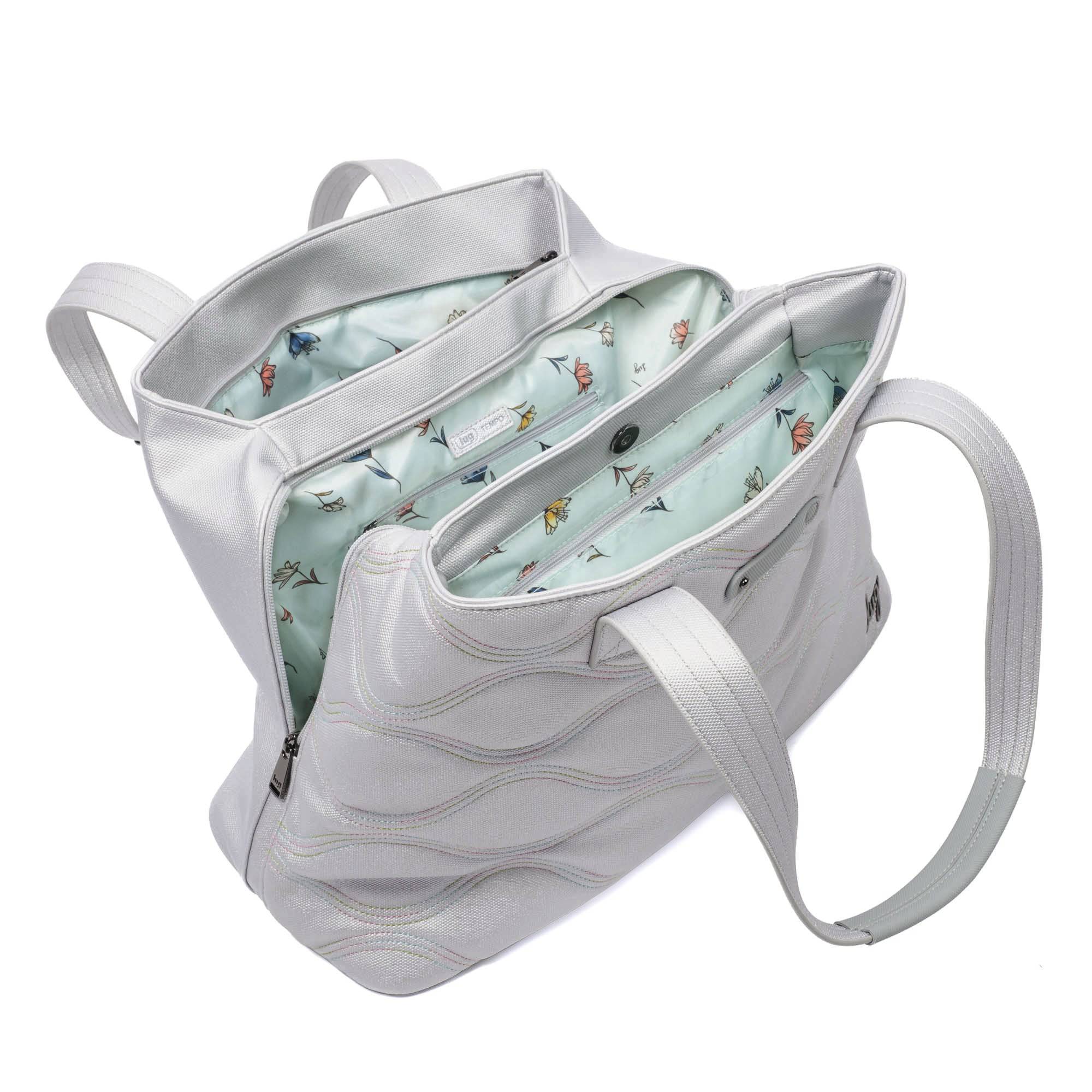 Tempo Matte Luxe VL Tote Bag - METALLIC SILVER ICEPOP STITCH - TempoML_SilverWithIcePop_05_190cc39e-29b4-4629-8ef1-389afc70d315