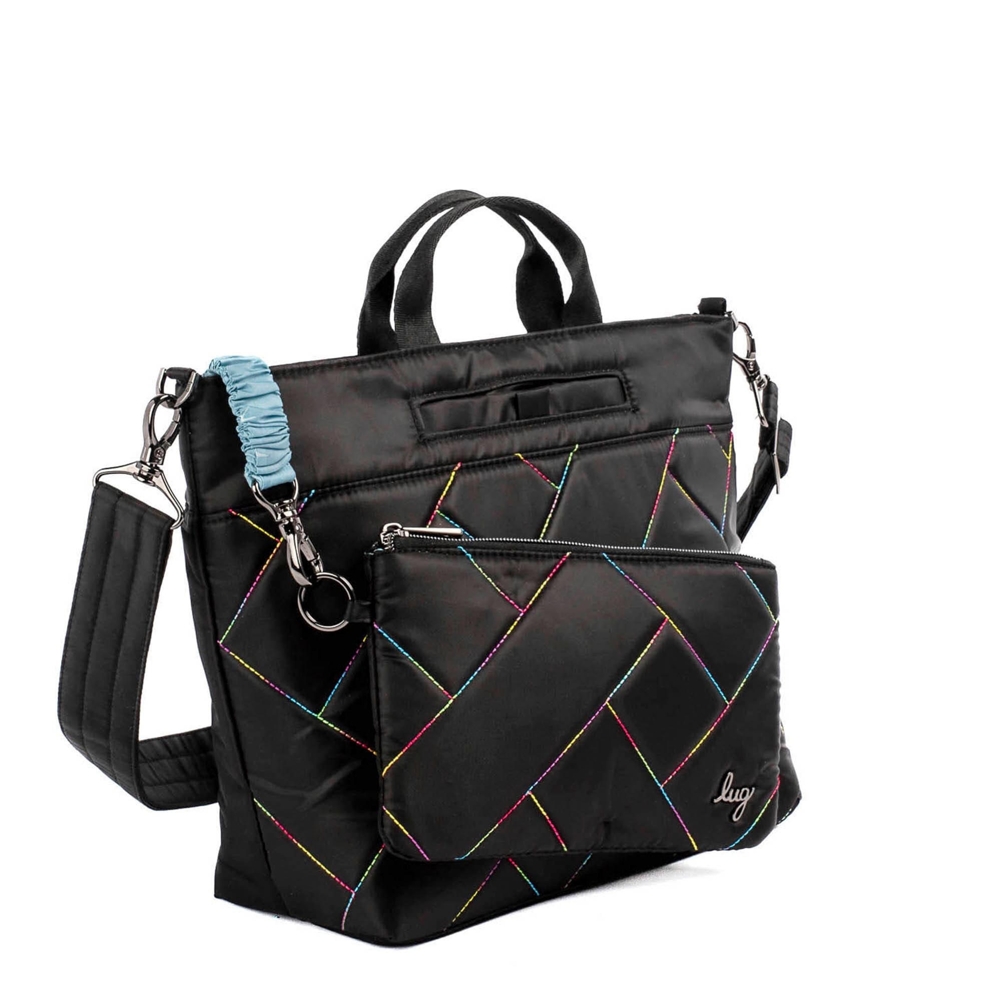 Tenor 2pc Crossbody Bag - BLACK WITH RAINBOW STITCH 2 - Tenor2pc_BlackWithRainbow_03