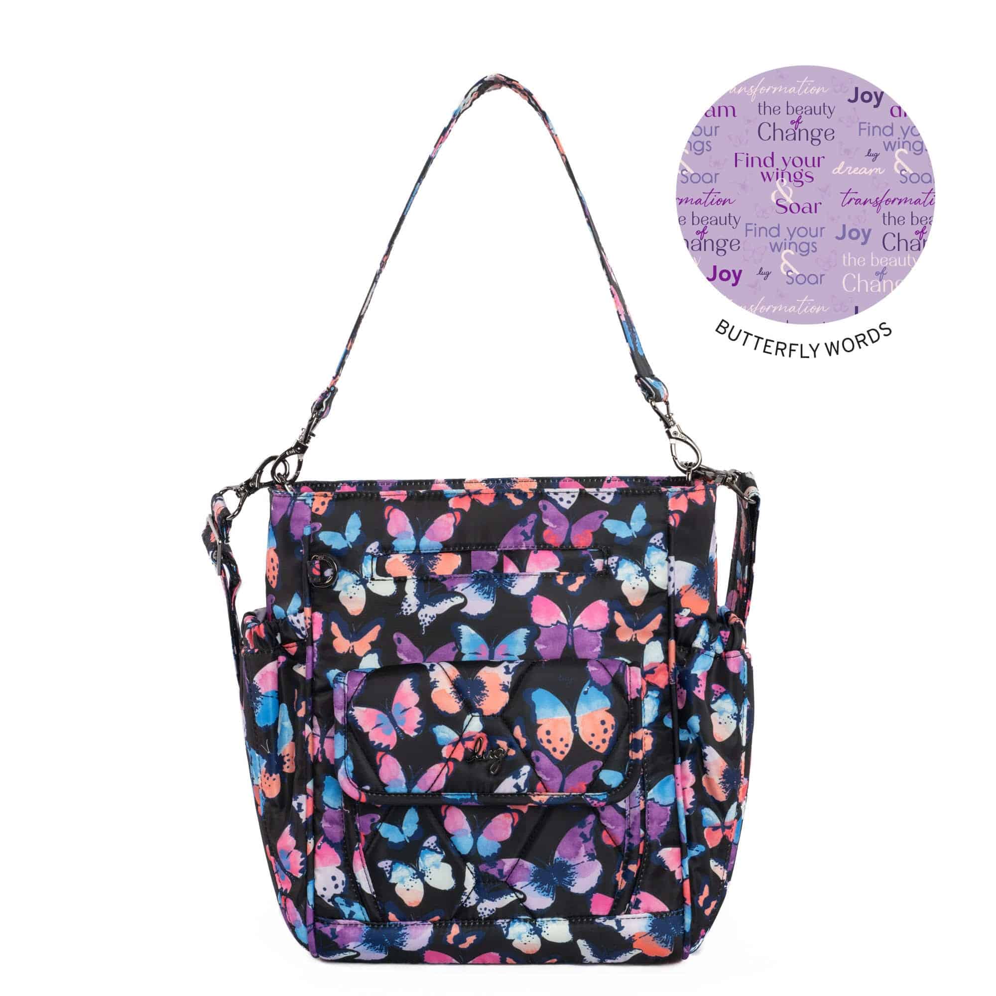 Toss Convertible Crossbody Bag - WATERCOLOR BUTTERFLIES - Toss_WatercolorButterfliesBlack