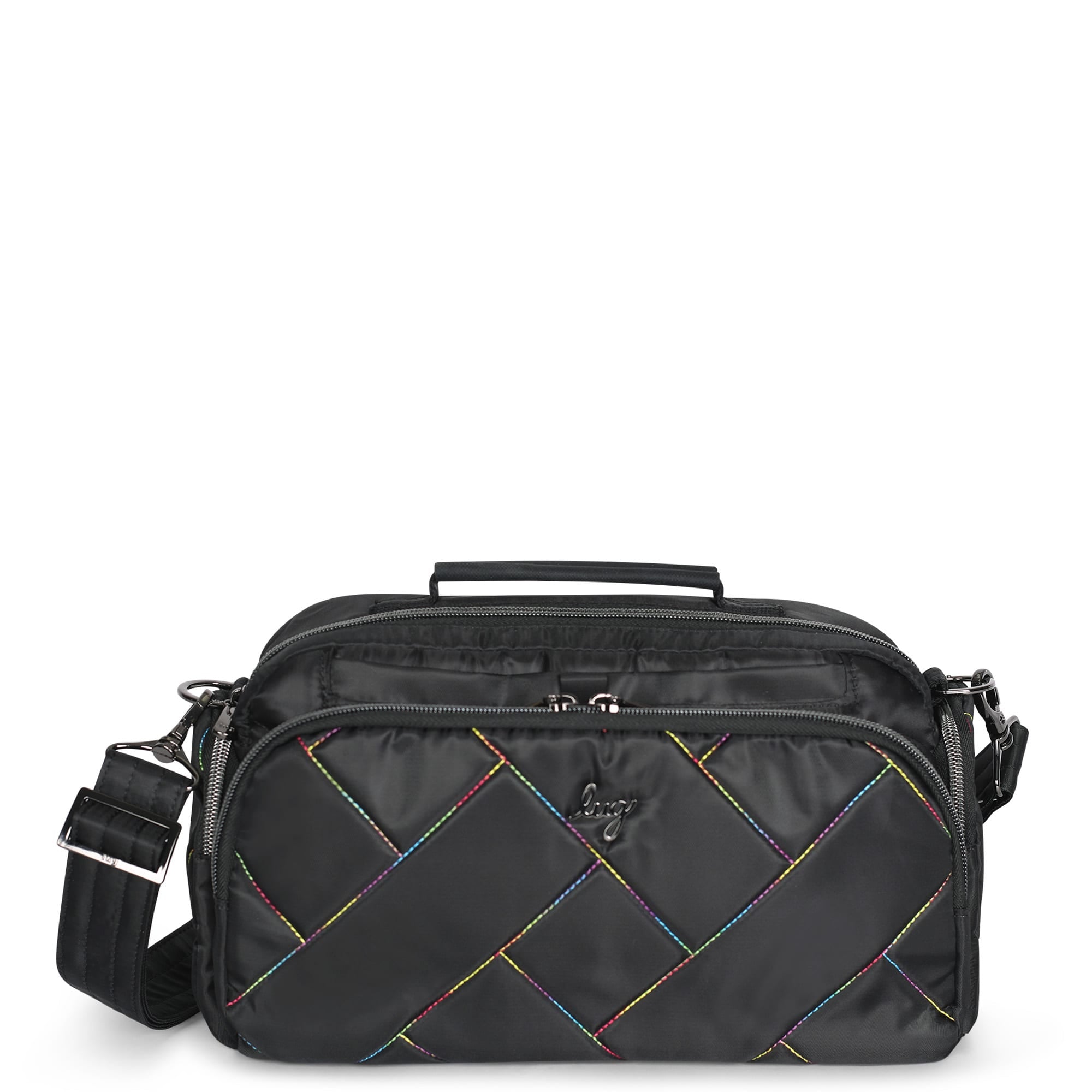 Trolley 2 Crossbody Bag - BLACK RAINBOW STITCH - TrolleyCrossbody2_BlackRainbowStitch_01