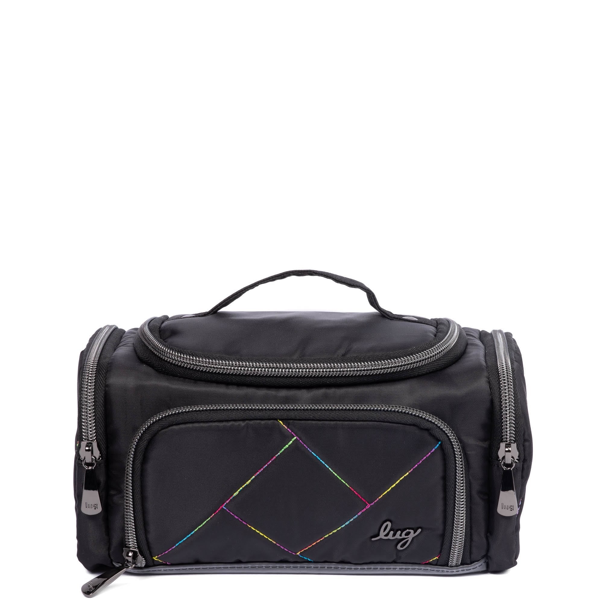 Trolley Mini Cosmetic Case - BLACK RAINBOW STITCH - TrolleyMini_BlackRainbowStitch_01