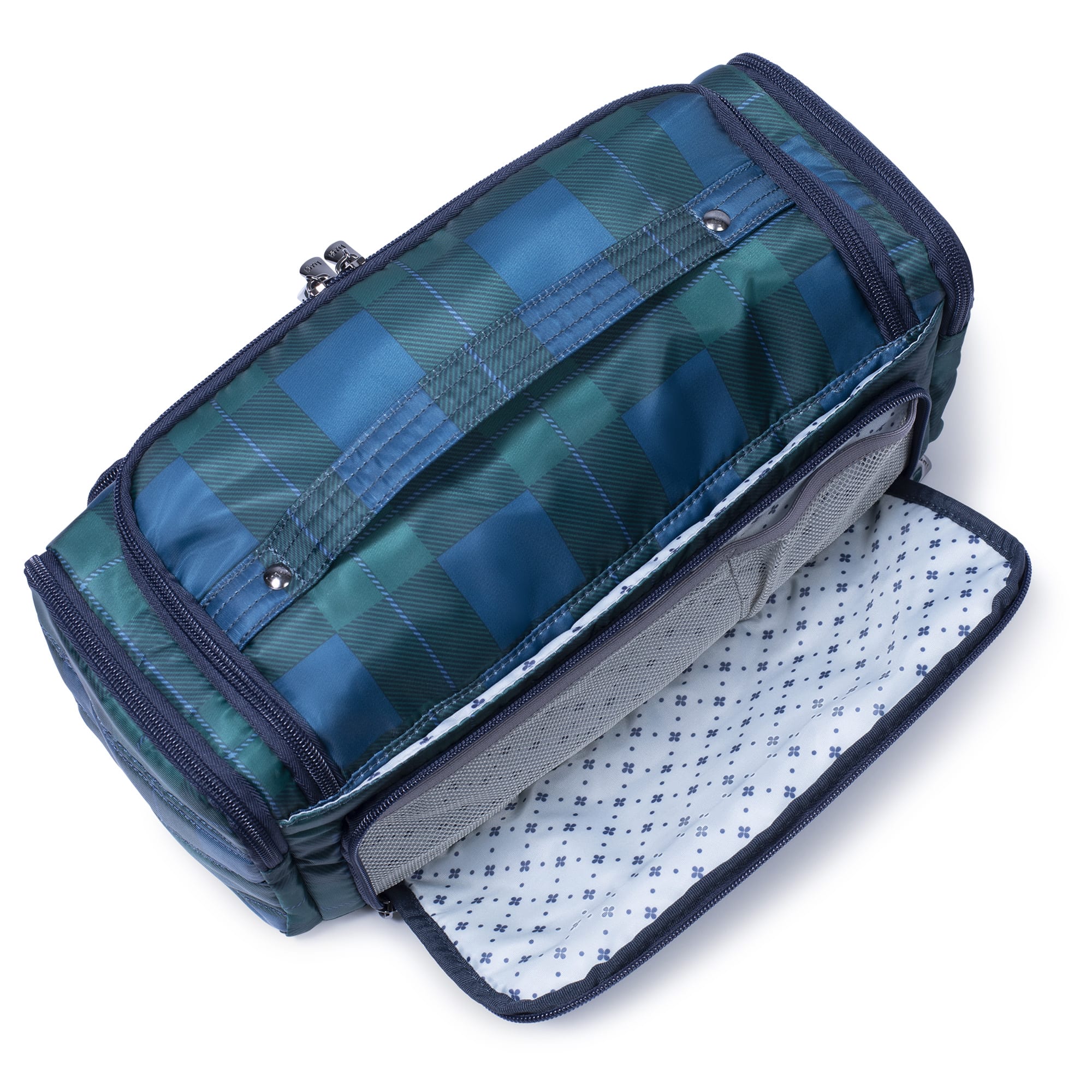 Trolley XL Cosmetic Case - POP PLAID NAVY - TrolleyXL_FlannelPlaidNavy_05_01