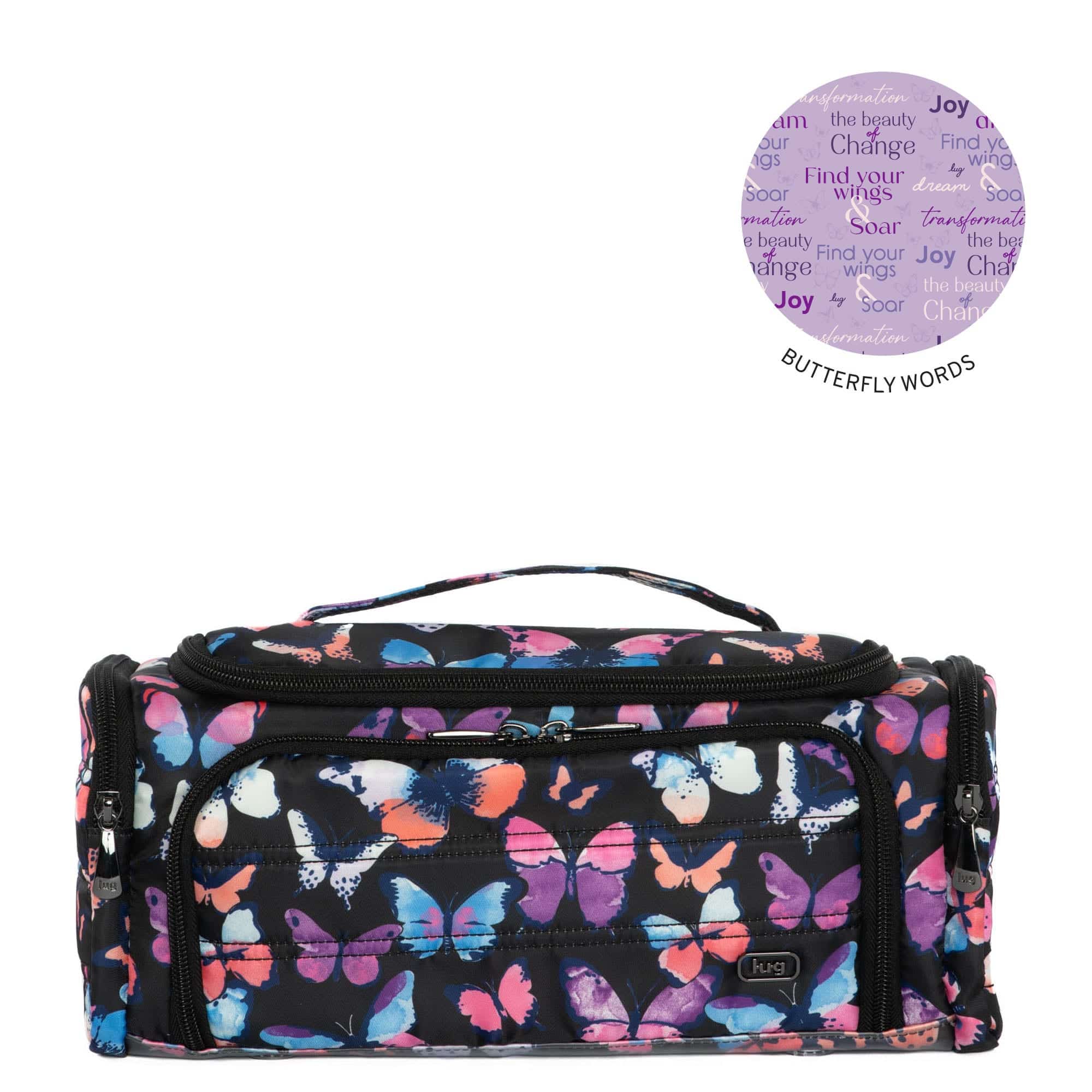 Trolley Cosmetic Case - WATERCOLOR BUTTERFLIES - Trolley_WatercolorButterfliesBlack
