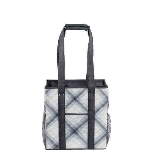 Trotter Zip Top Carry-All Tote - - TrotterCarryAllTote_SoftGreyPlaid_01