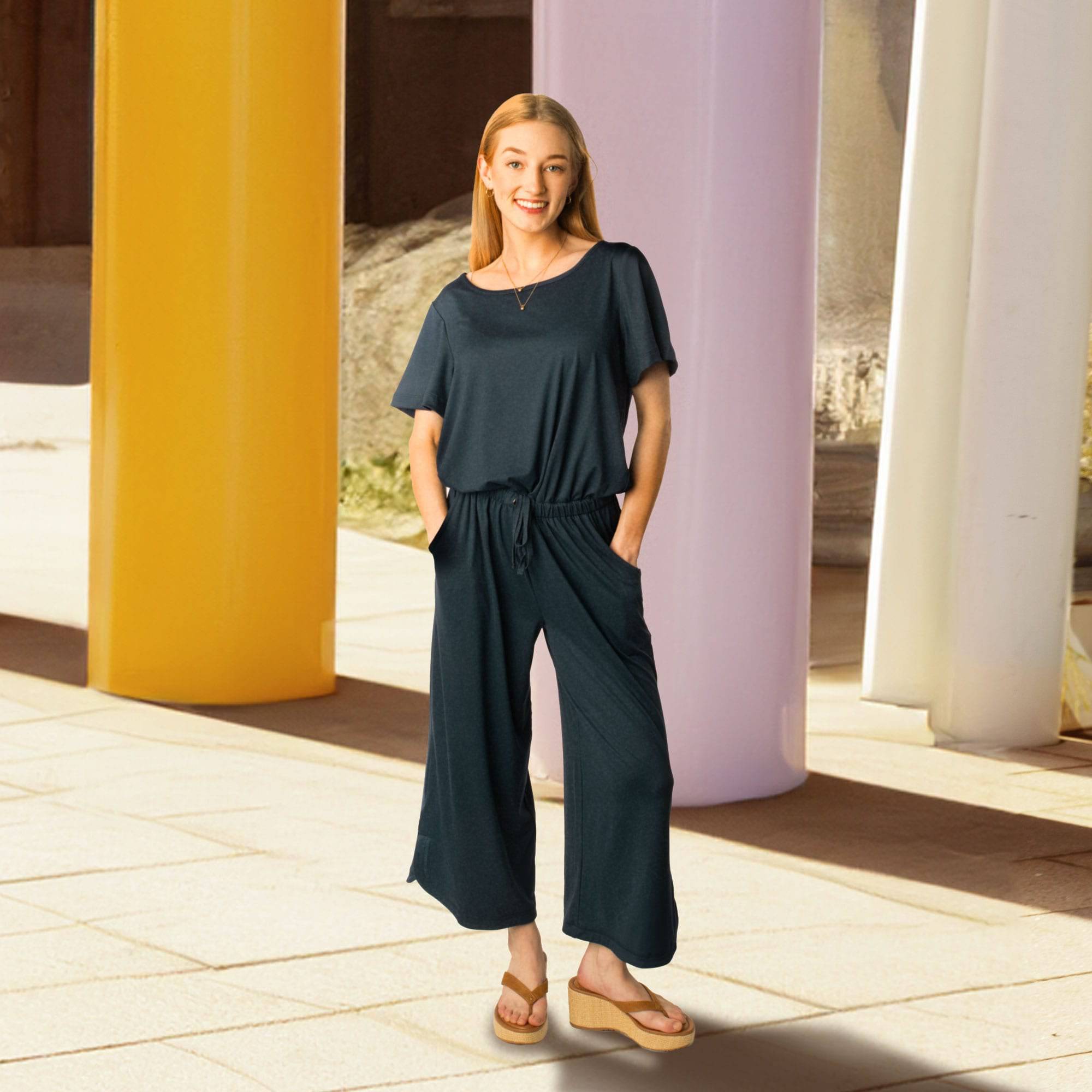 Trotter Brushed Jersey Jumpsuit - - TrotterJumpsuit_NavyBlue_01