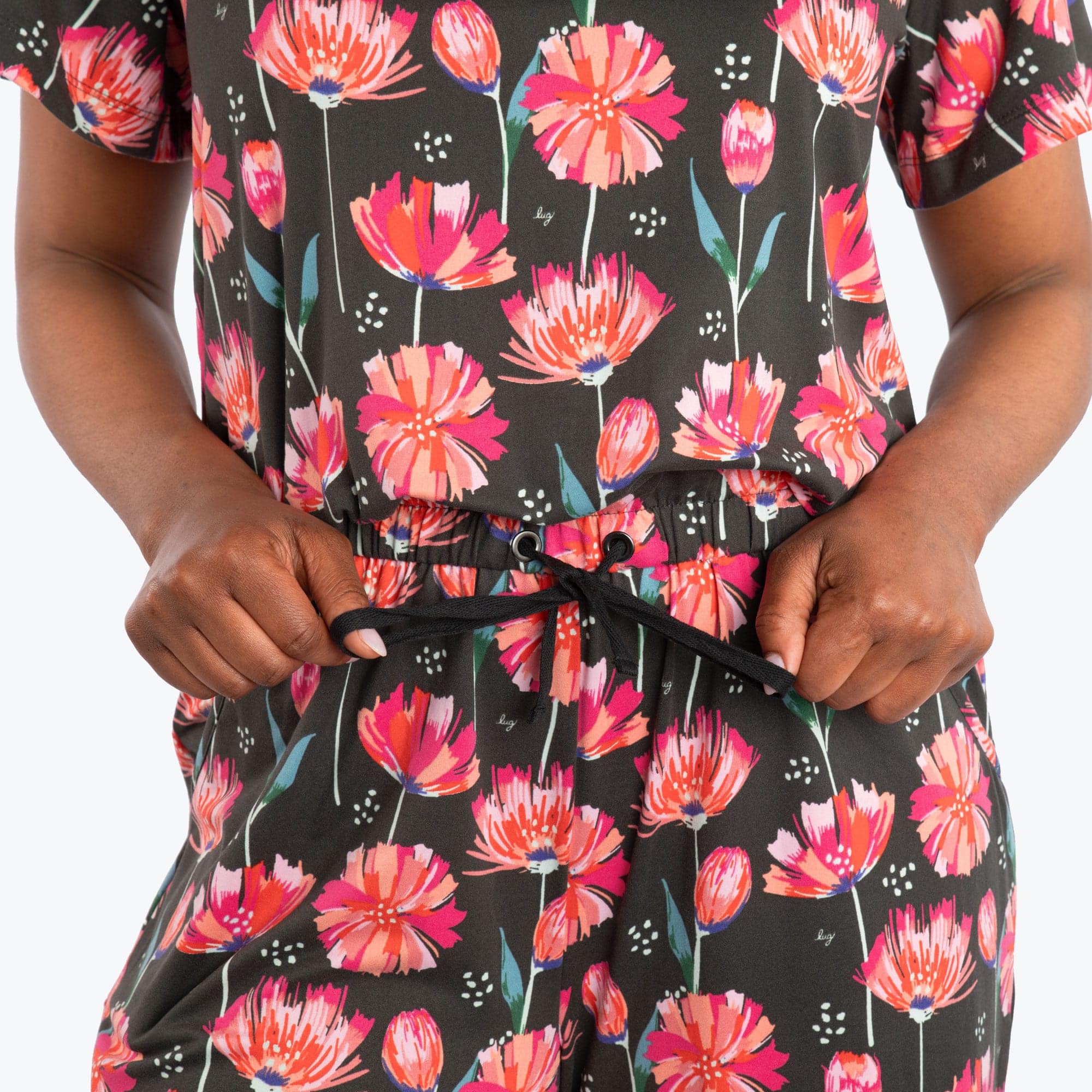 Trotter Brushed Jersey Jumpsuit - POMPOM FLORAL BLACK - TrotterJumpsuit_PomPomFloralBlack_03