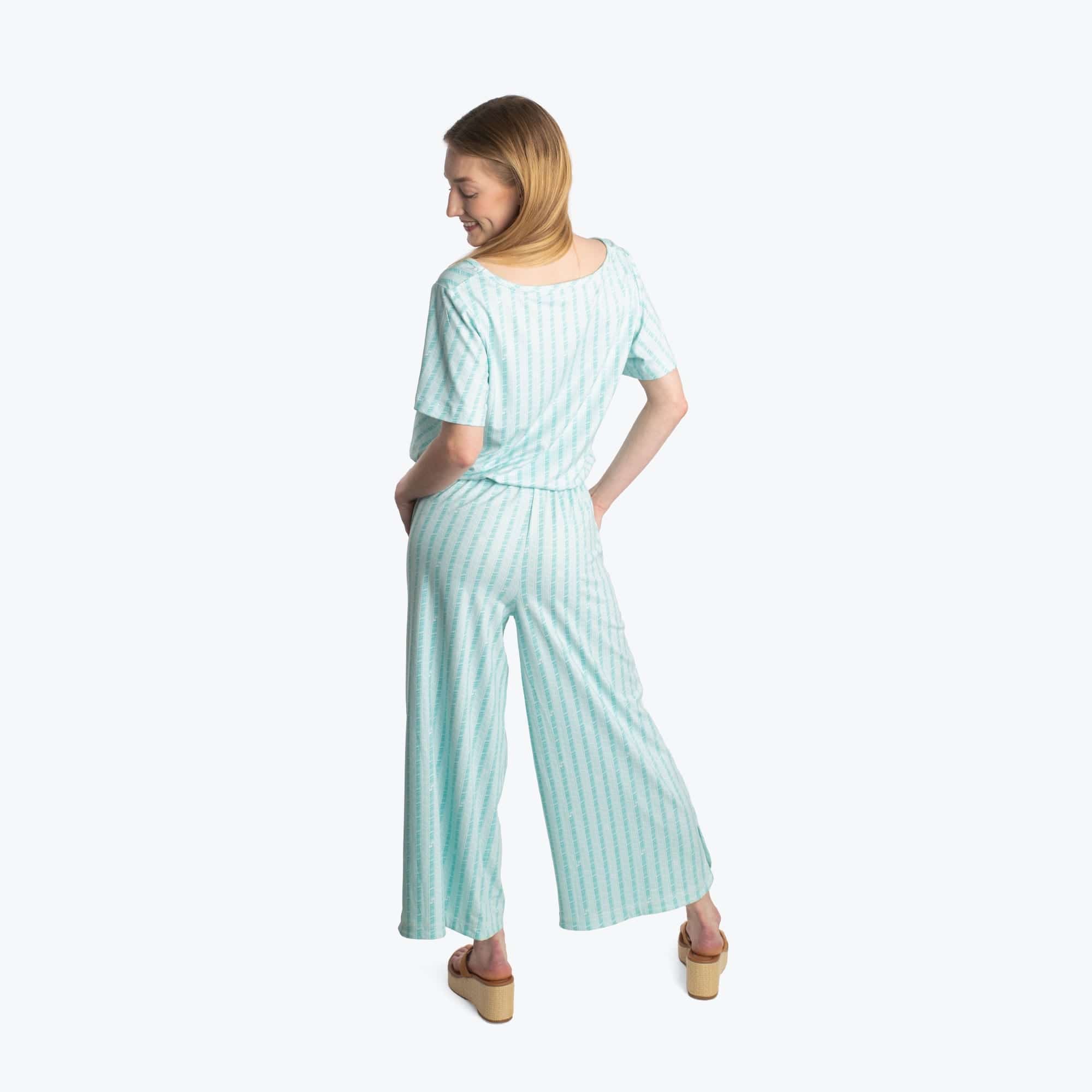 Trotter Brushed Jersey Jumpsuit - RADIATE STRIPE AQUA - TrotterJumpsuit_RadiateStripeAqua_02