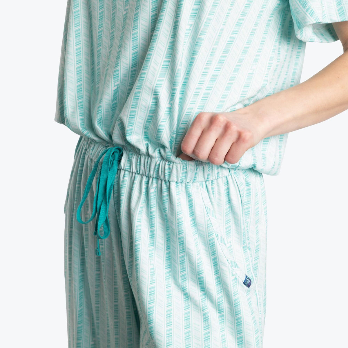 Trotter Brushed Jersey Jumpsuit - RADIATE STRIPE AQUA - TrotterJumpsuit_RadiateStripeAqua_04