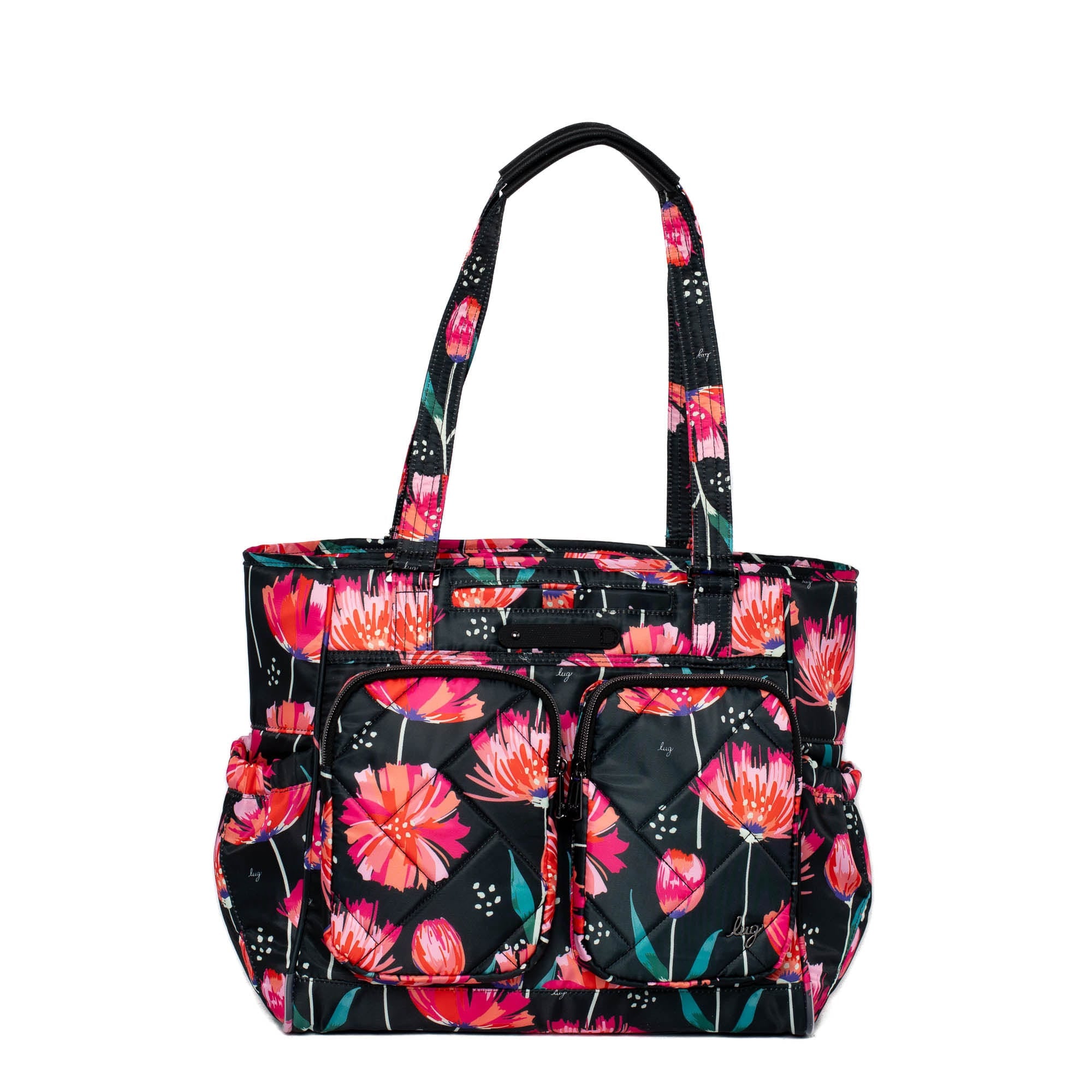 Trotter Tote Bag - POMPOM FLORAL BLACK - Trotter_PomPomFloralBlack_01