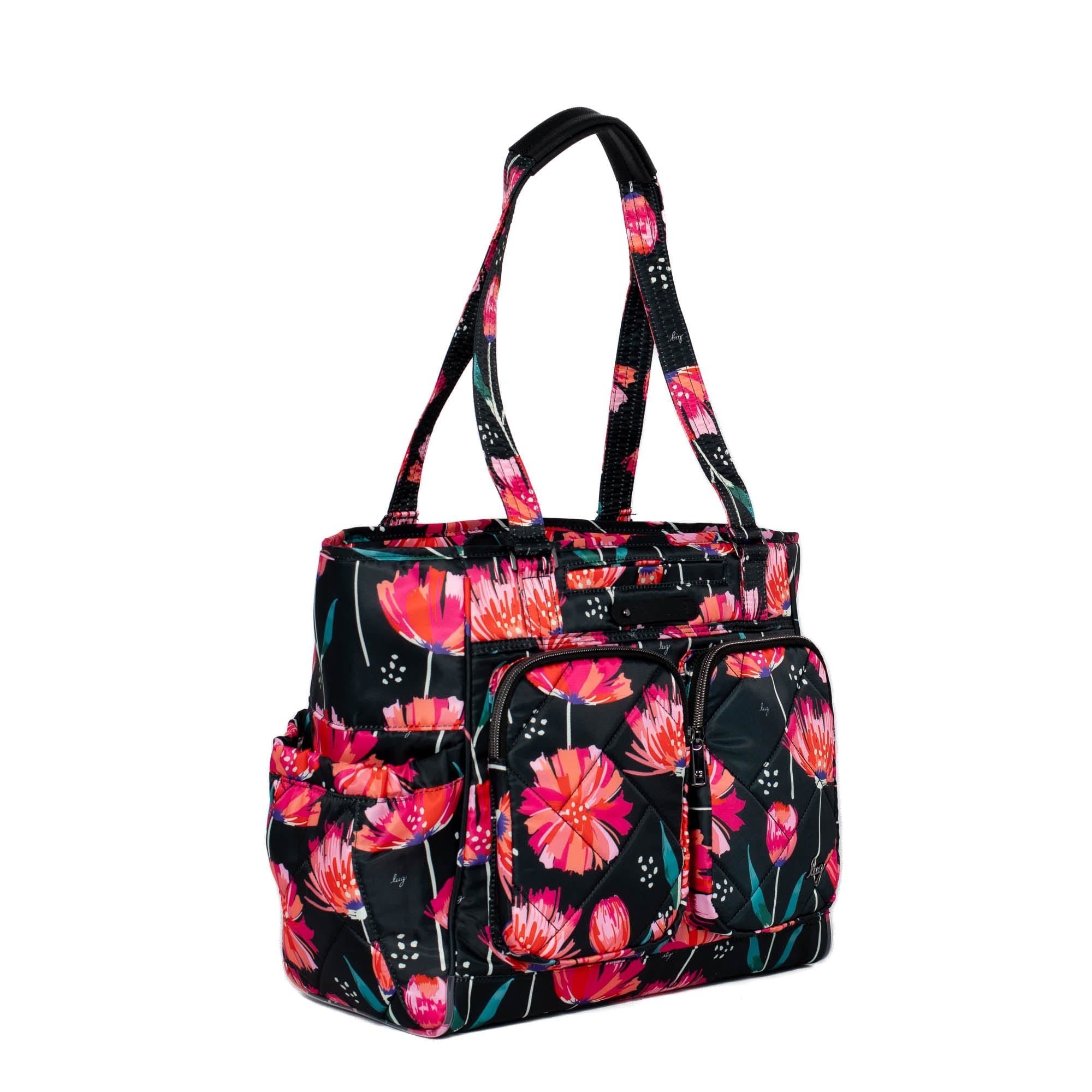 Trotter Tote Bag - POMPOM FLORAL BLACK - Trotter_PomPomFloralBlack_02