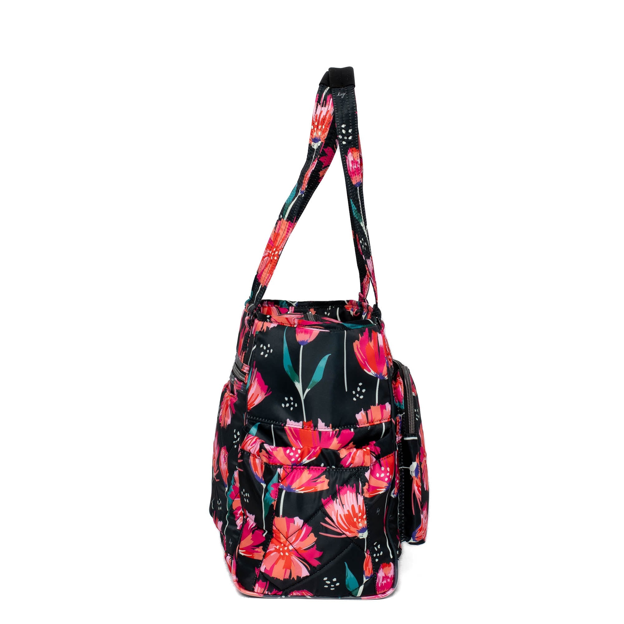 Trotter Tote Bag - POMPOM FLORAL BLACK - Trotter_PomPomFloralBlack_03