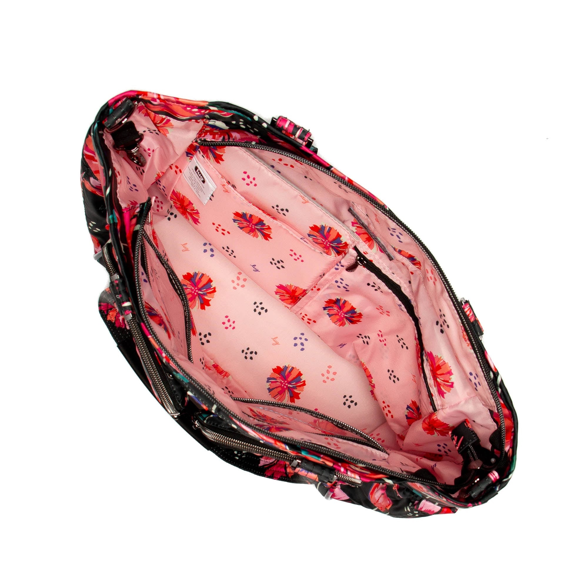 Trotter Tote Bag - POMPOM FLORAL BLACK - Trotter_PomPomFloralBlack_05