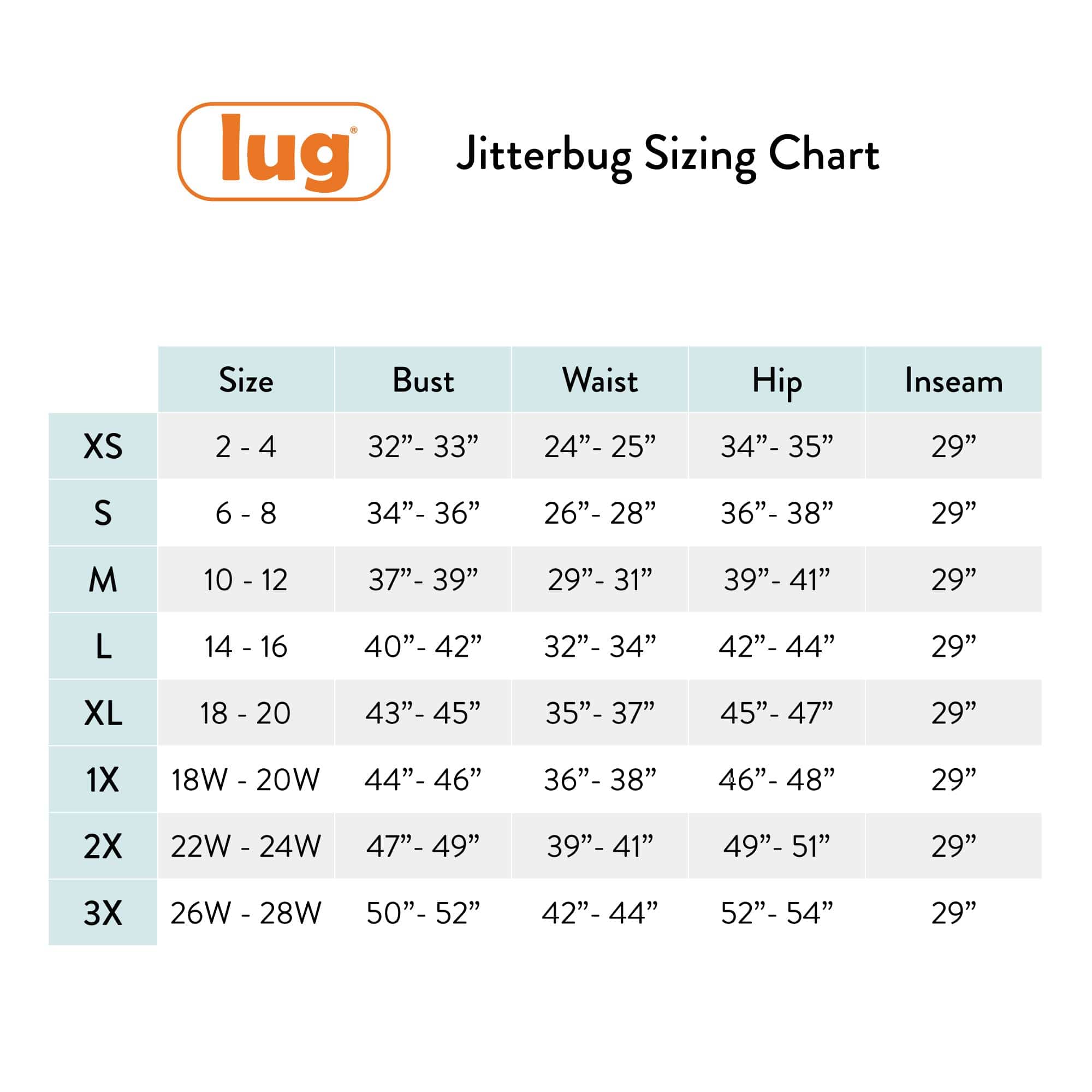 Jitterbug Long Sleeve Pajama Set - - Updated_Jitterbug_SizingChart