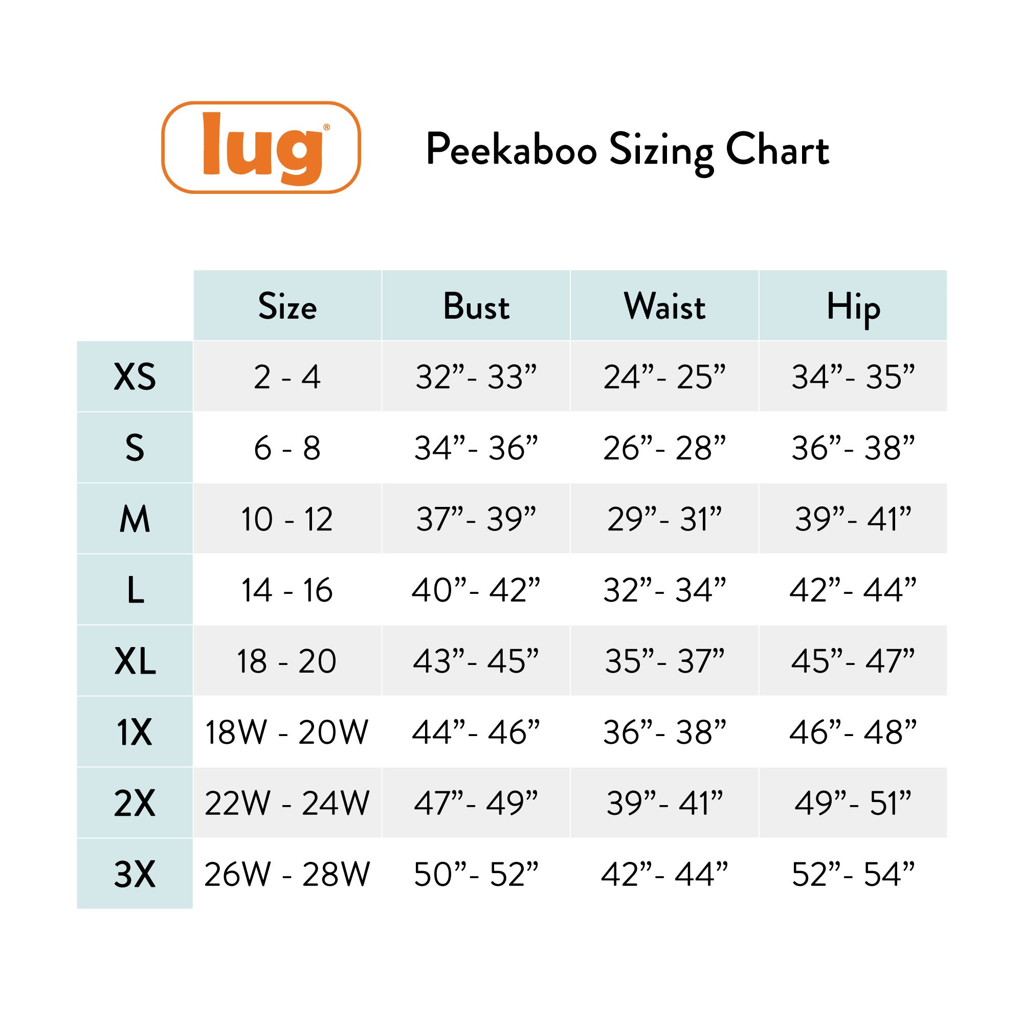 Peekaboo Sweater Fleece Tunic Hoodie - - Updated_Peekaboo_SizingChart