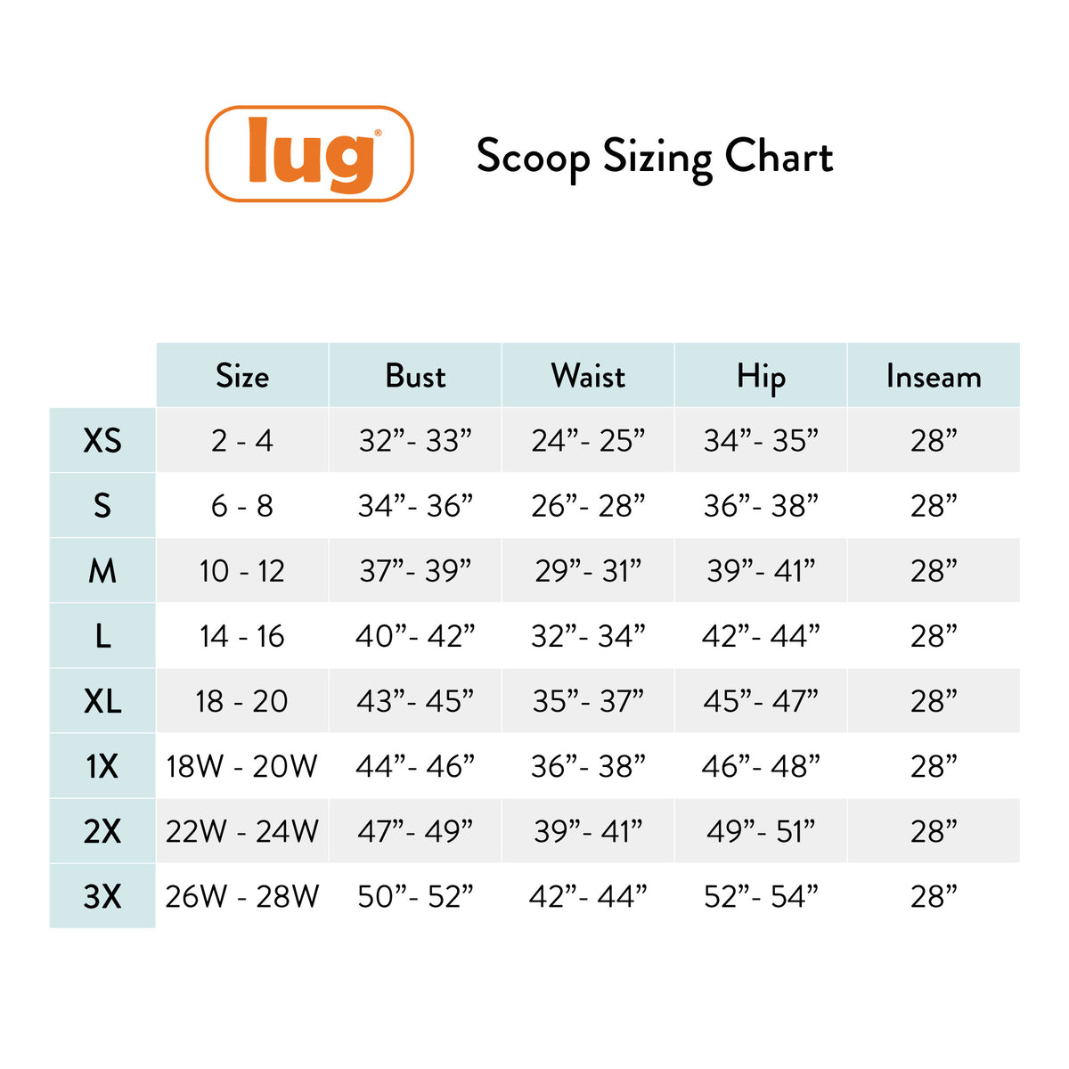 Scoop Foldover Jogger Pants - - Updated_Scoop_Bottom_Sizing_Chart