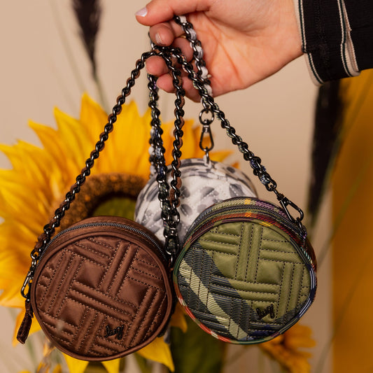 Wagon Wheel Circle Pouch with Metal Chain Wristlet - - WheelWagon_Hover