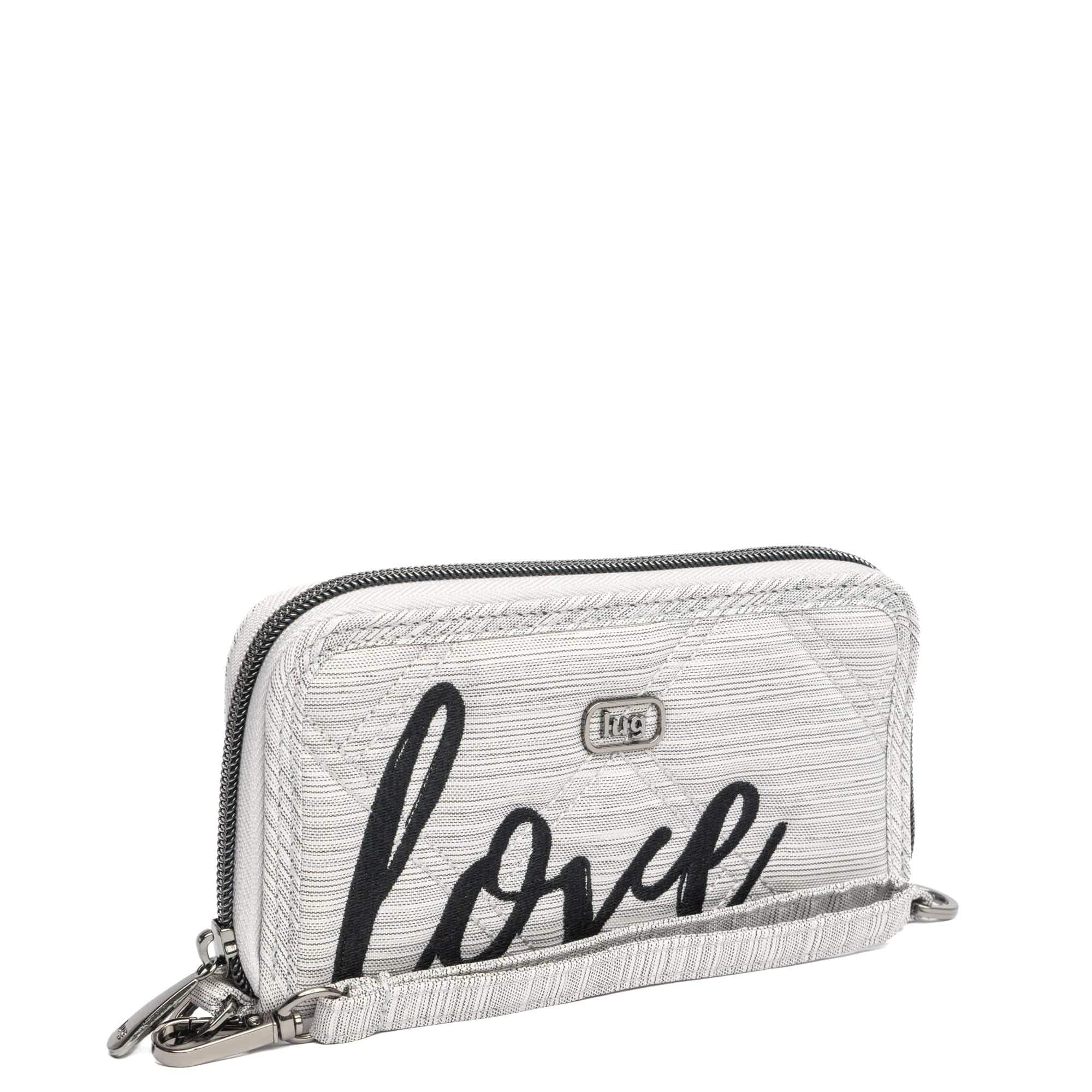 Whirly Love RFID Wristlet Wallet - BRUSHED SILVER WITH BLACK LOVE - WhirlyLove_BrushedSilver_02