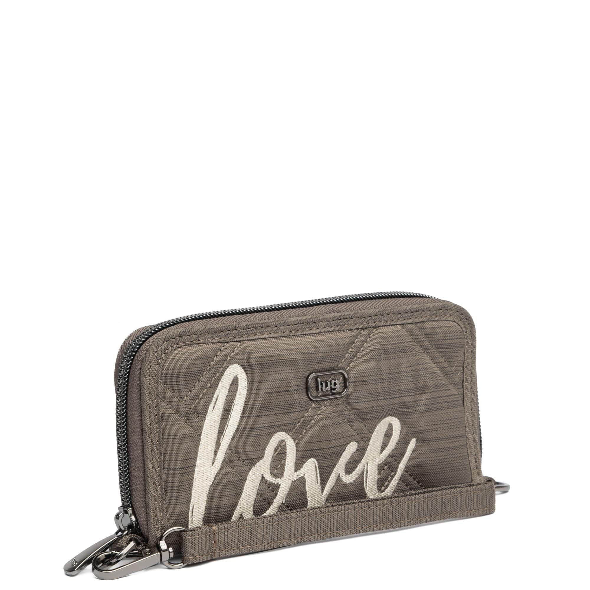 Whirly Love RFID Wristlet Wallet - BRUSHED WALNUT WITH CHAMPAGNE LOVE - WhirlyLove_BrushedWalnut_02
