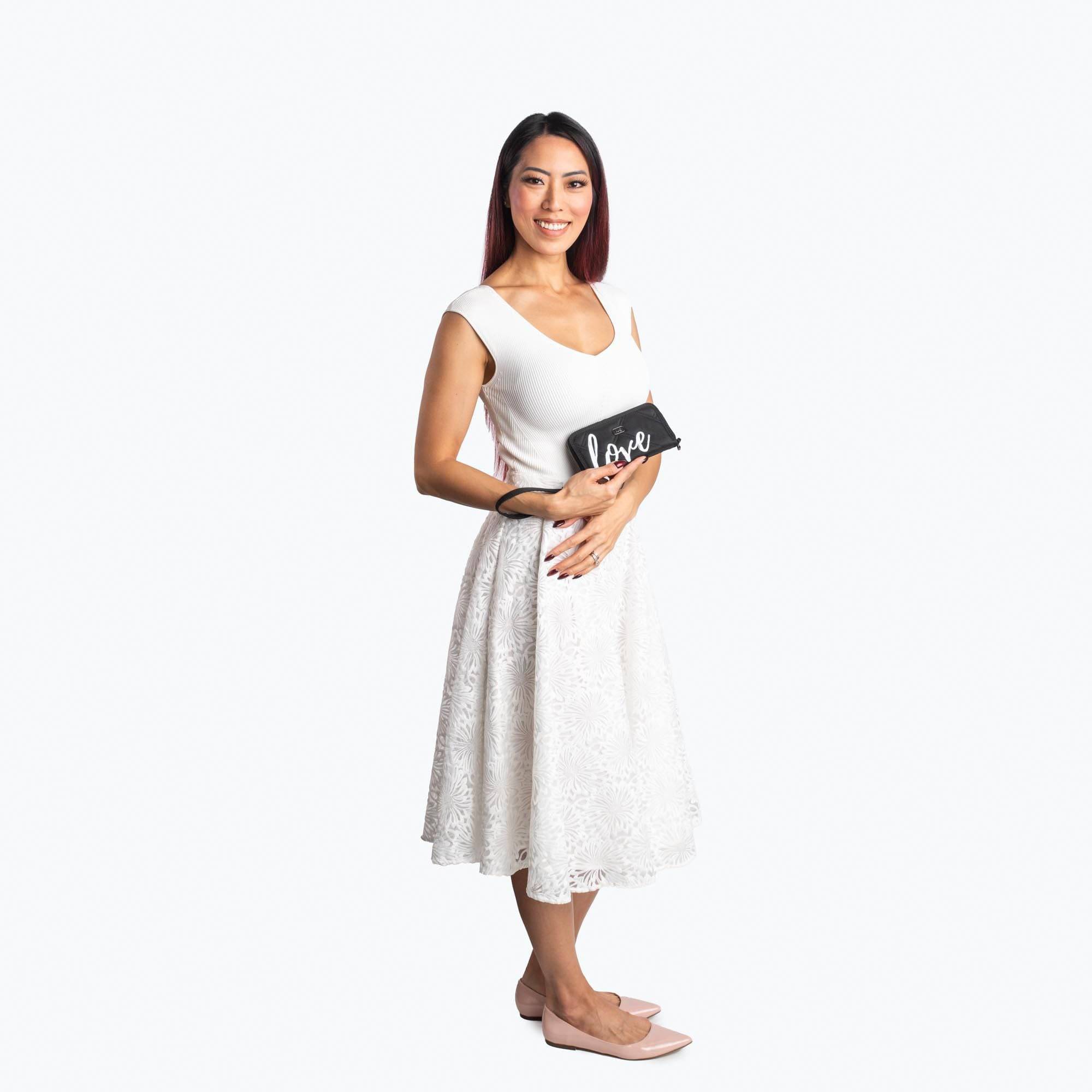 Whirly Love RFID Wristlet Wallet - - WhirlyLove_Lifestyle_BagProportions_02