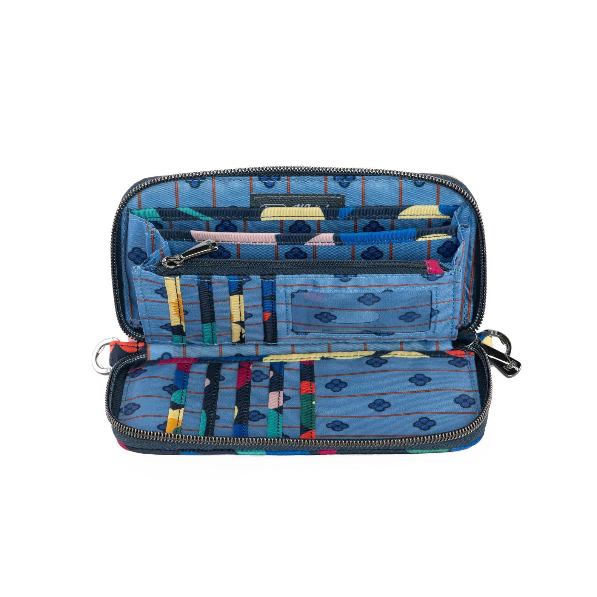 Whirly RFID Wristlet Wallet - WILDFLOWER XL INDIGO - Whirly_WildflowerXLIndigo_05