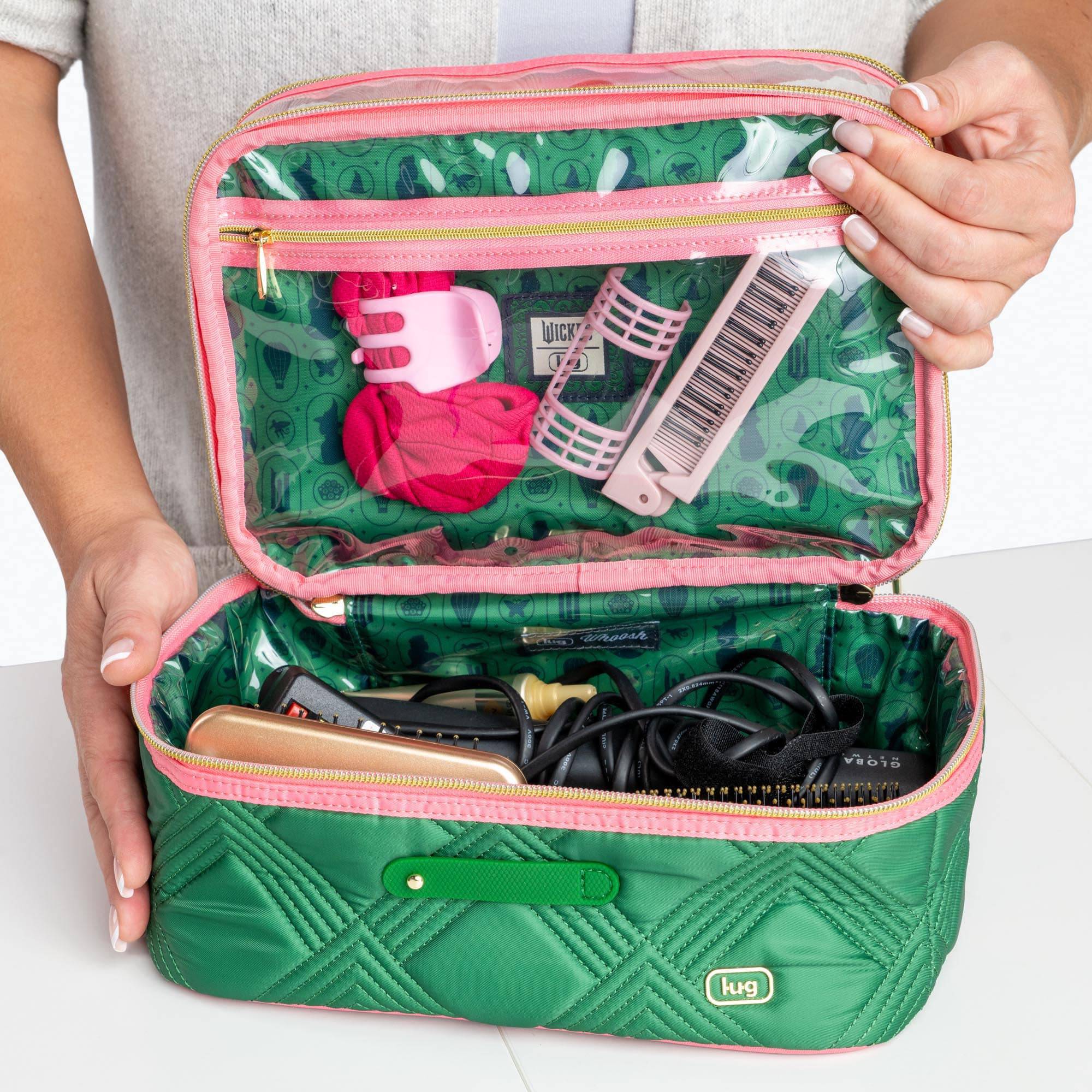 Wicked x Lug Whoosh Clearview Cosmetic Case - - Whoosh_GreenPink_Lifestyle_02