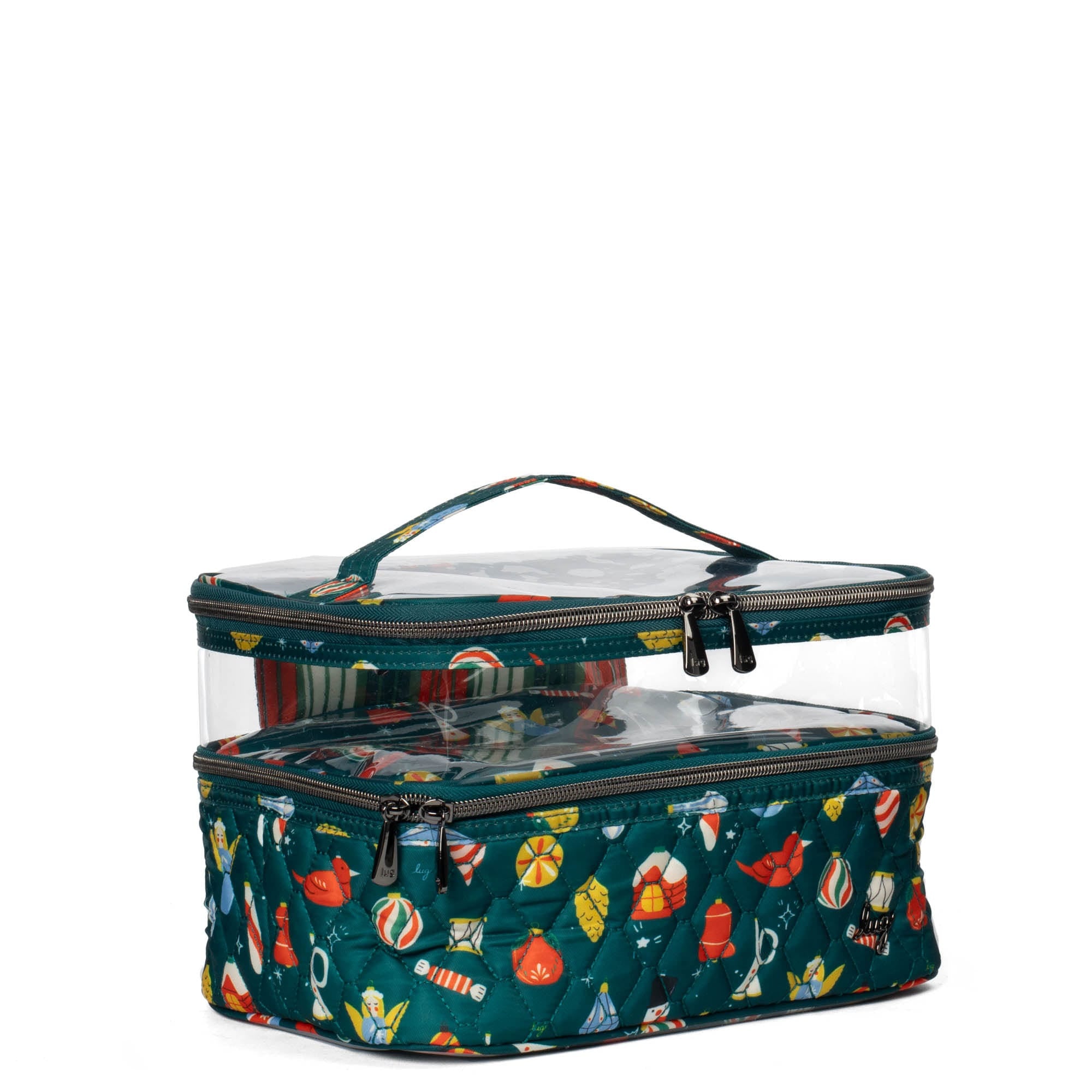 Lug Whoosh Clearview cosmetic case with retro ornament design, transparent front for easy makeup and accessory organization.