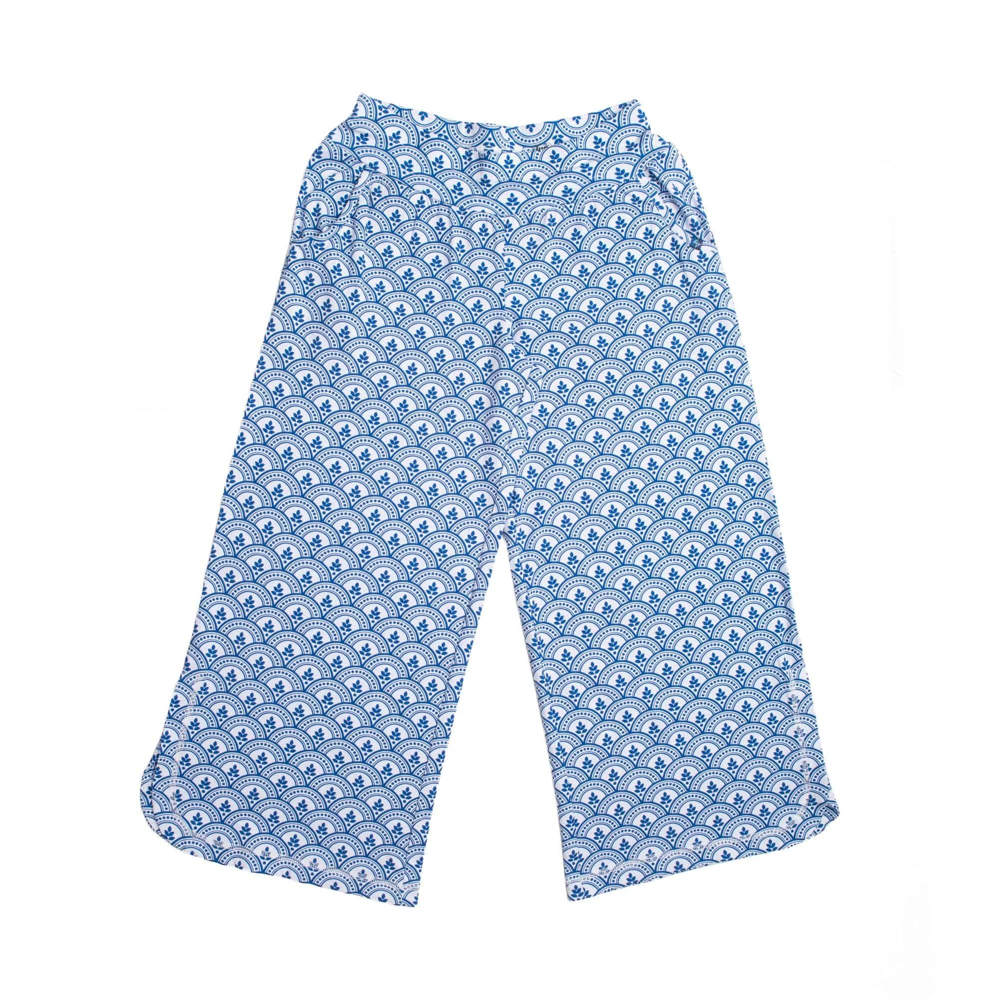 Wiffle Cotton Jersey Cropped Pant - BLACK - WiffleCottonJerseyCroppedPants_IslandTileBlue_Flatlay