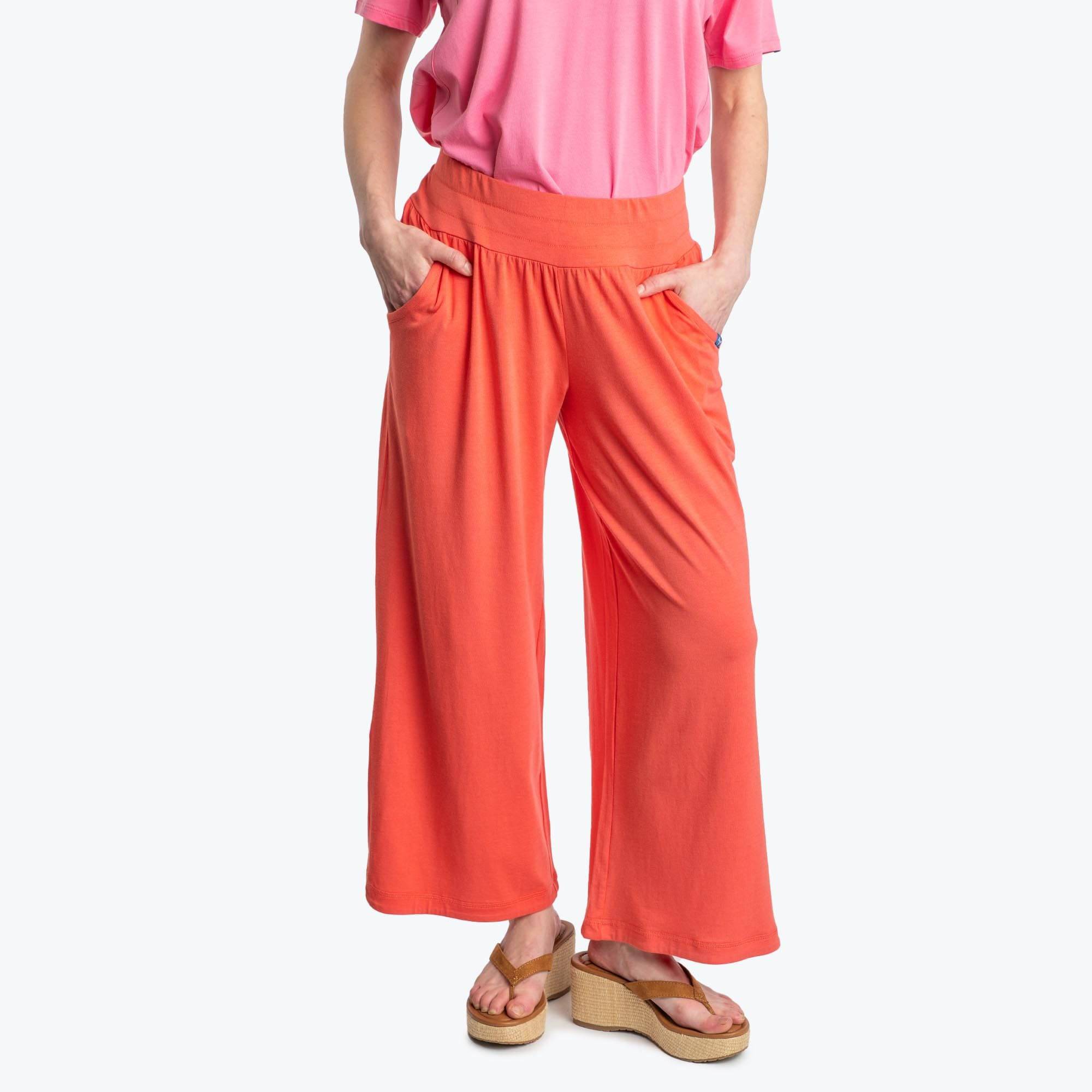 Wiffle Cotton Jersey Cropped Pant - PAPAYA - WiffleCottonJerseyCroppedPants_Papaya_01_528e81dd-eeea-4ac6-accd-70cfd2788726