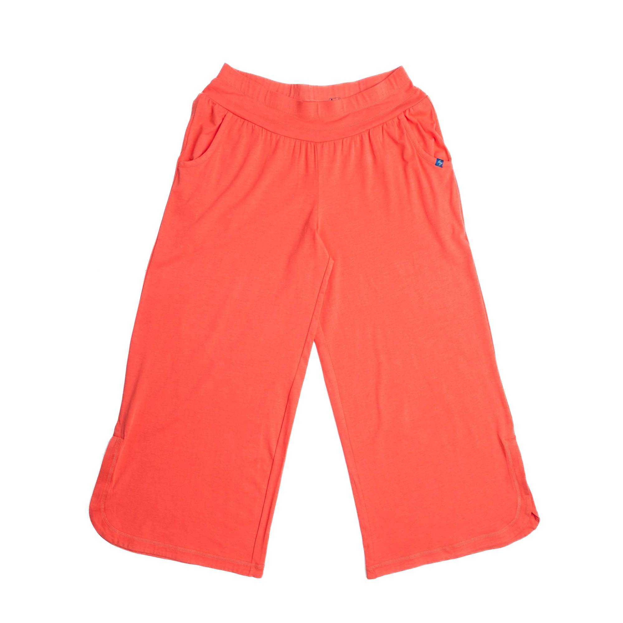 Wiffle Cotton Jersey Cropped Pant - PAPAYA - WiffleCottonJerseyCroppedPants_Papaya_Flatlay