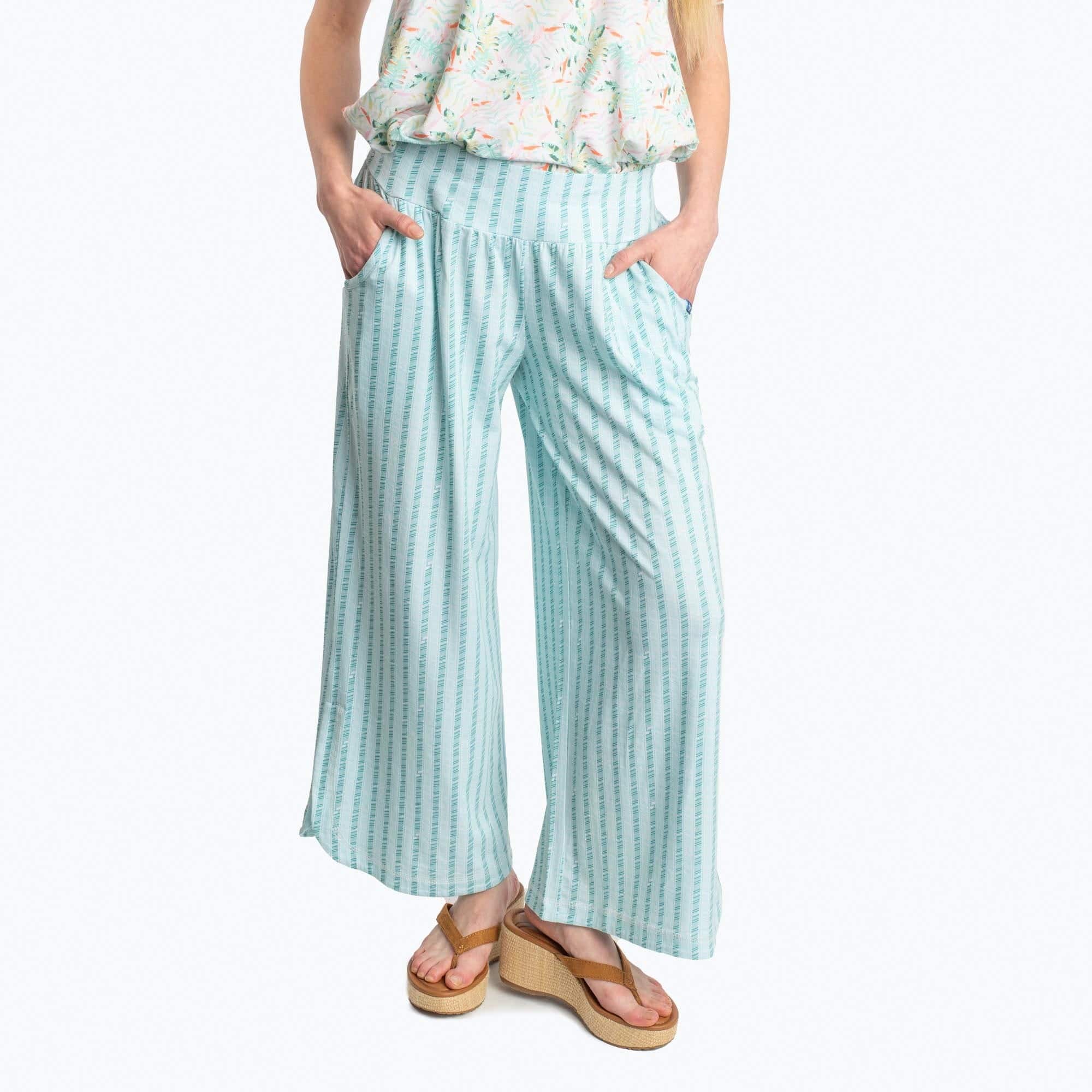 Wiffle Cotton Jersey Cropped Pant - RADIATE STRIPE AQUA - WiffleCottonJerseyCroppedPants_RadiateStripeAqua_01