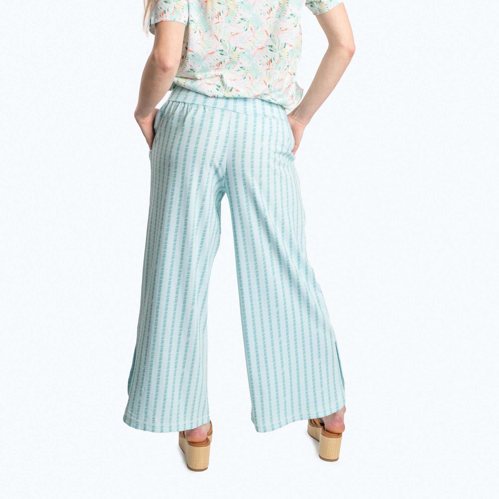 Wiffle Cotton Jersey Cropped Pant - PAPAYA - WiffleCottonJerseyCroppedPants_RadiateStripeAqua_02