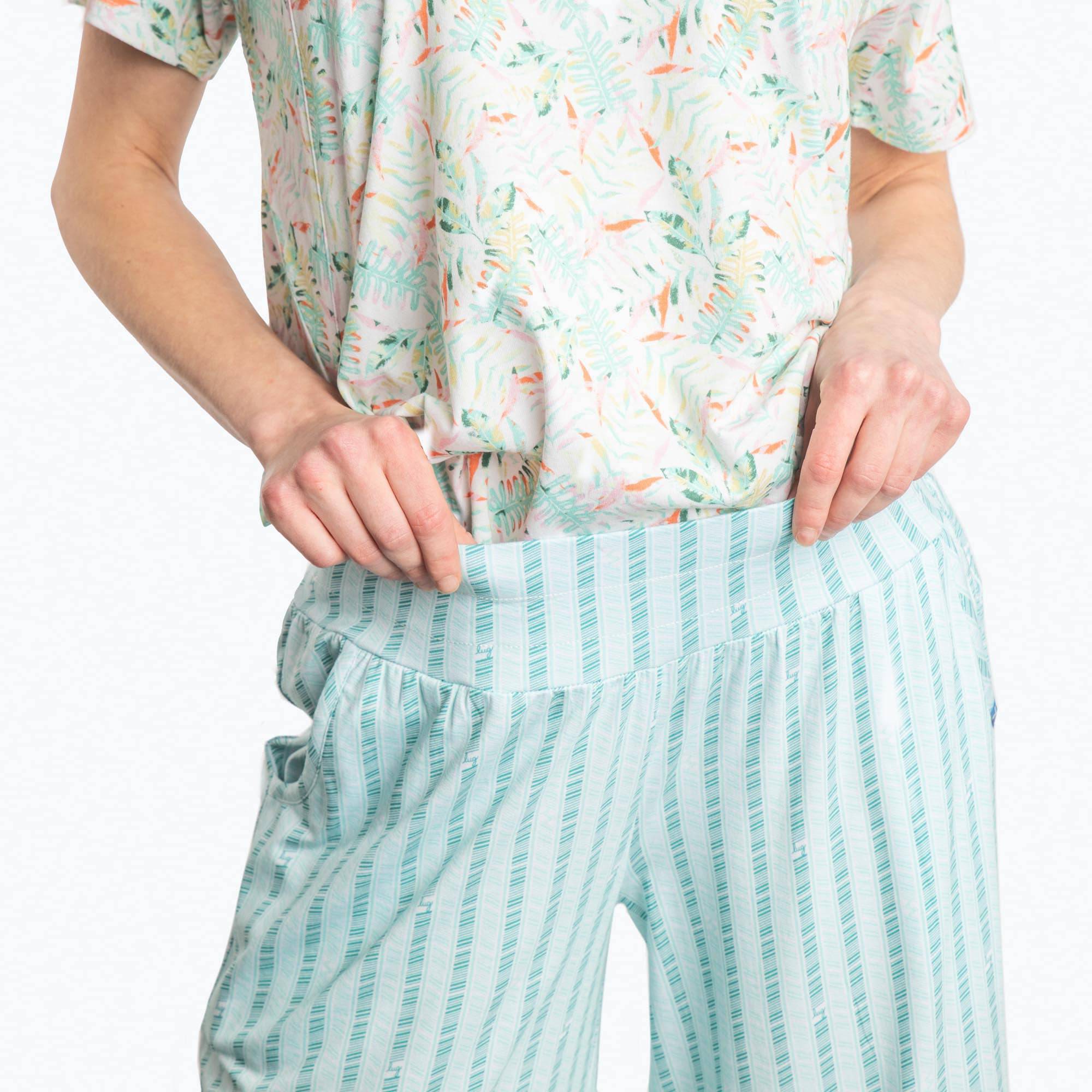 Wiffle Cotton Jersey Cropped Pant - PAPAYA - WiffleCottonJerseyCroppedPants_RadiateStripeAqua_05