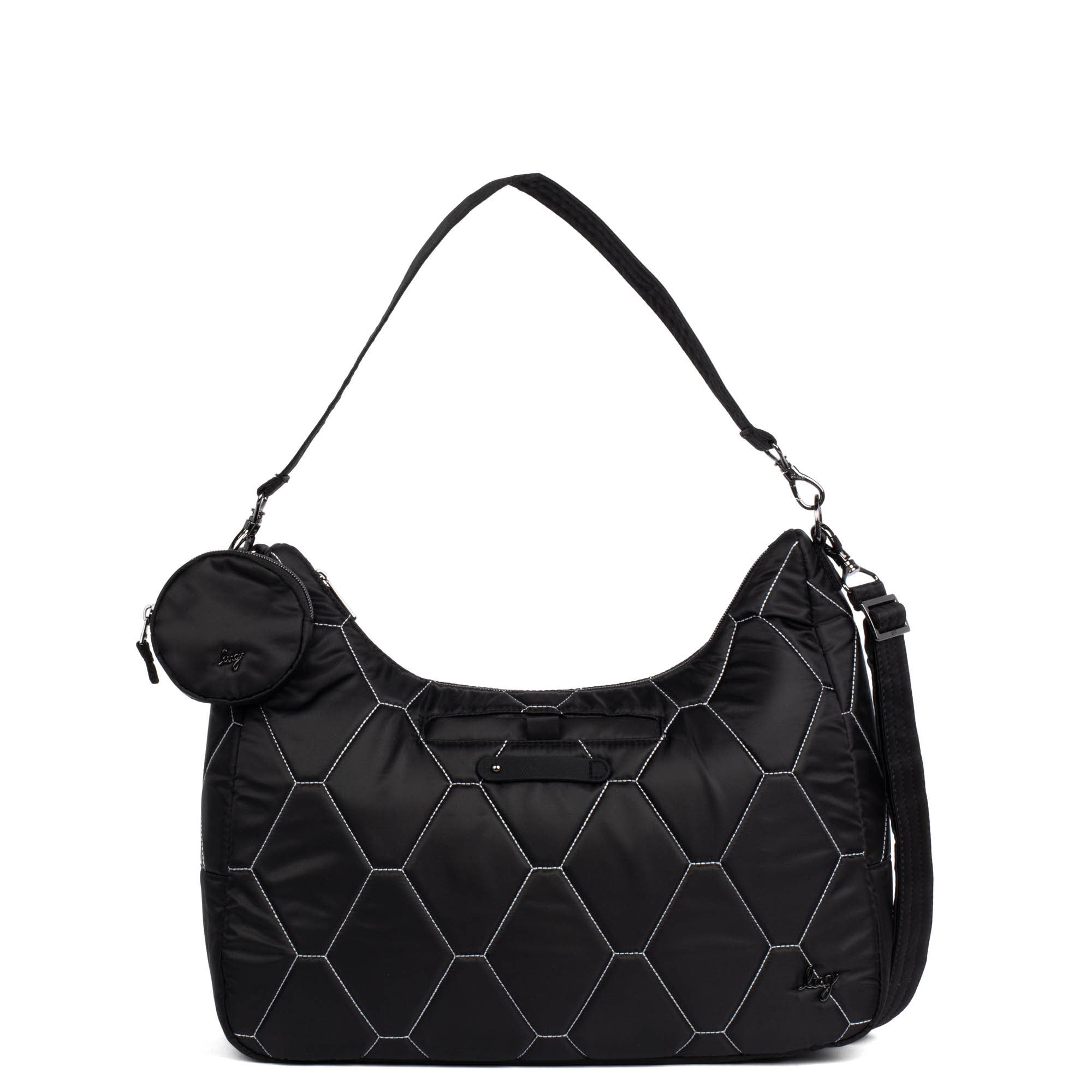 Winger 2pc Hobo Bag - BLACK SILVER STITCH - Winger_BlackwithSilver_01