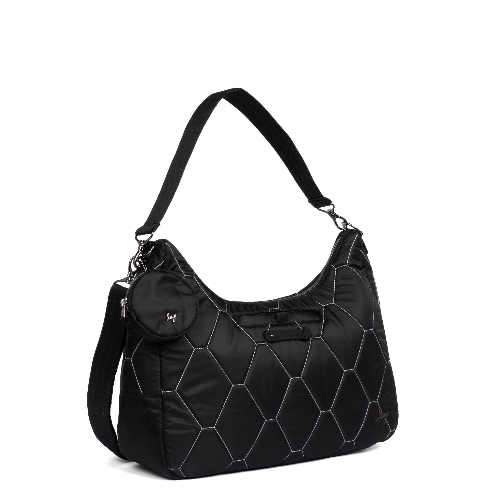 Winger 2pc Hobo Bag - BLACK SILVER STITCH - Winger_BlackwithSilver_02