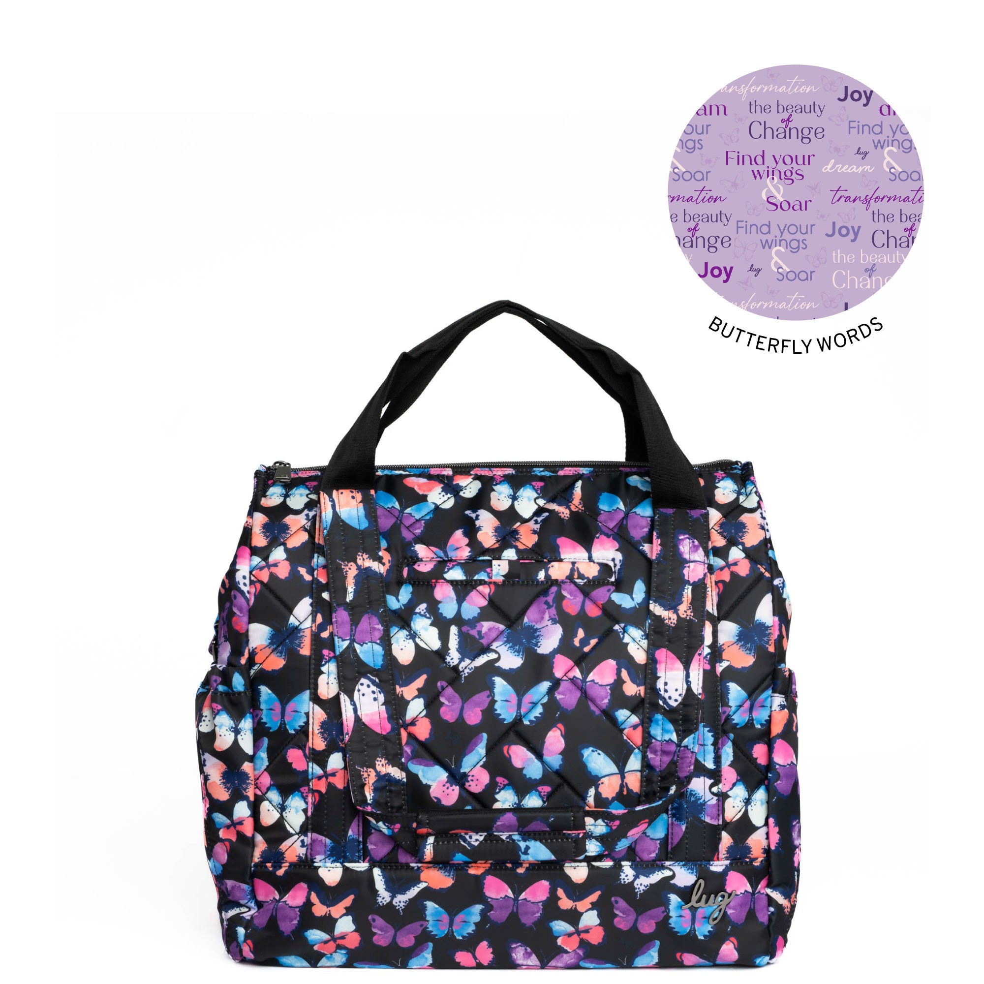 Yacht Carry-All Zip-Top Tote - WATERCOLOR BUTTERFLIES - YachtZipTop_WatercolorButterflies