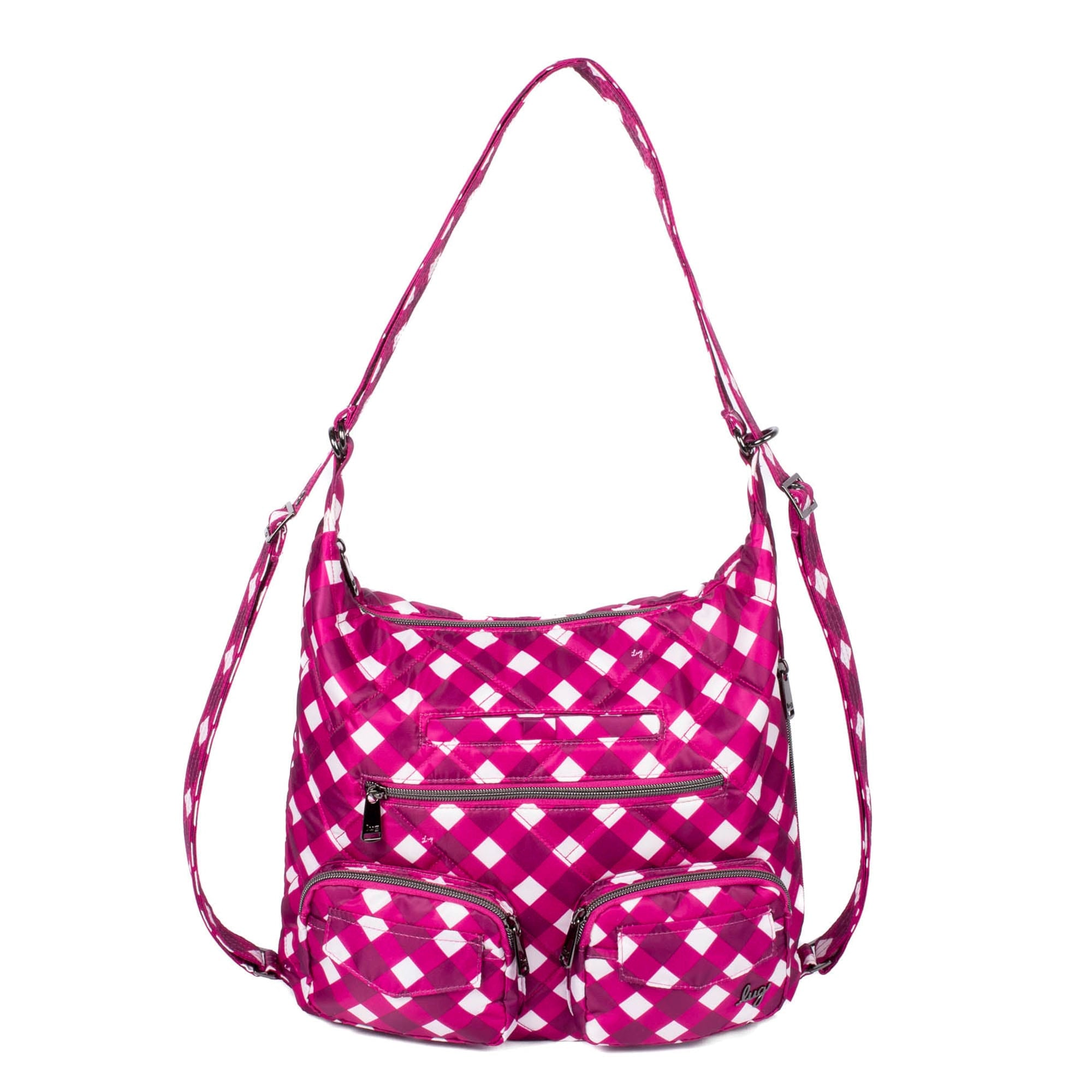 Zipliner 2 Convertible Hobo Bag - GINGHAM BERRY - Zipliner2_GinghamBerry_01