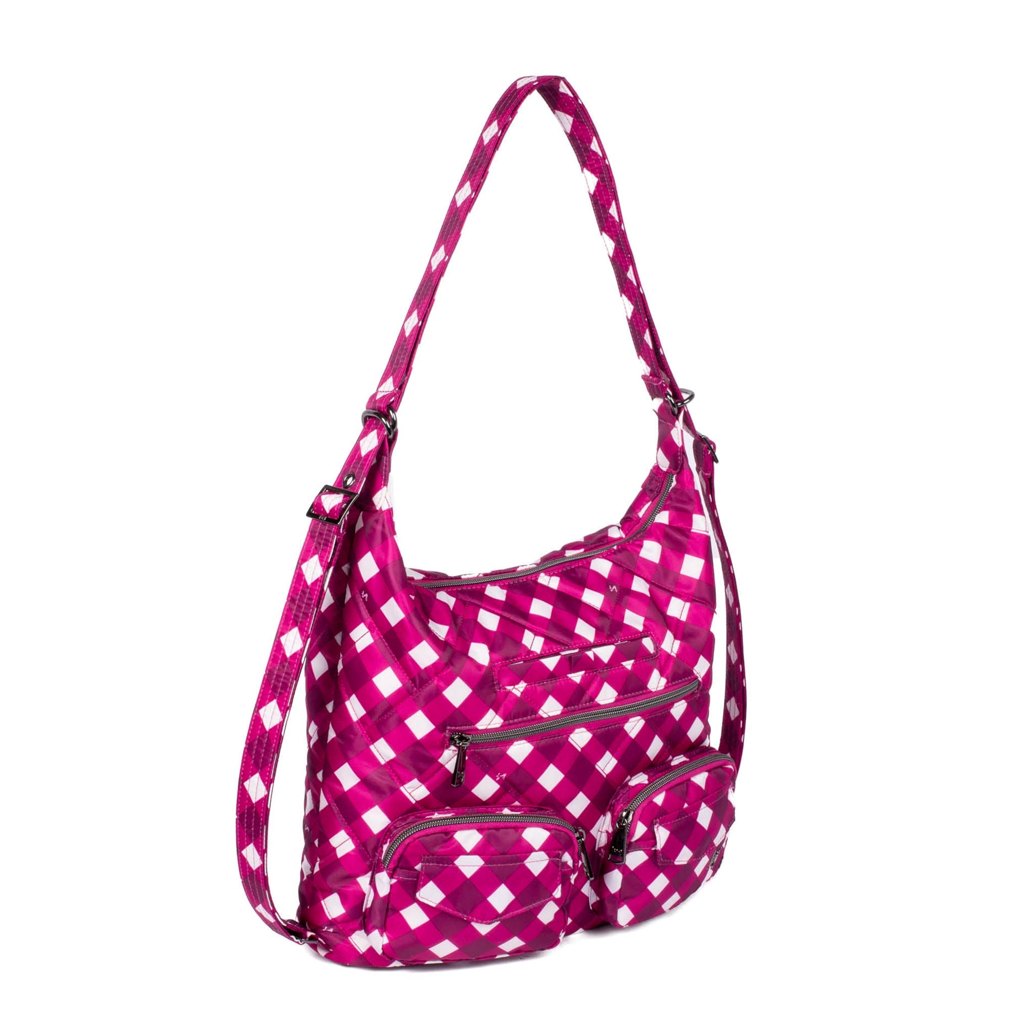 Zipliner 2 Convertible Hobo Bag - GINGHAM BERRY - Zipliner2_GinghamBerry_02