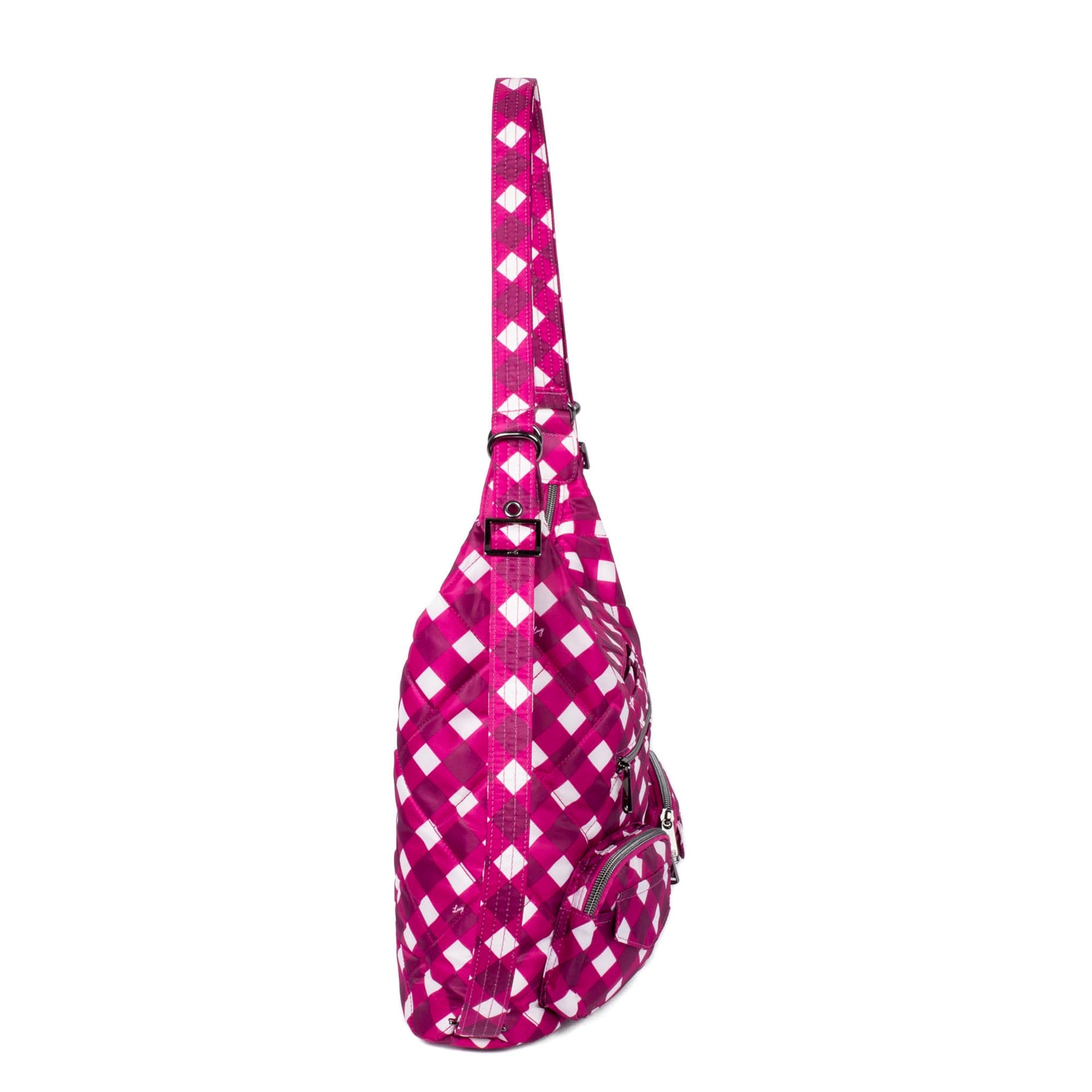 Zipliner 2 Convertible Hobo Bag - GINGHAM BERRY - Zipliner2_GinghamBerry_03