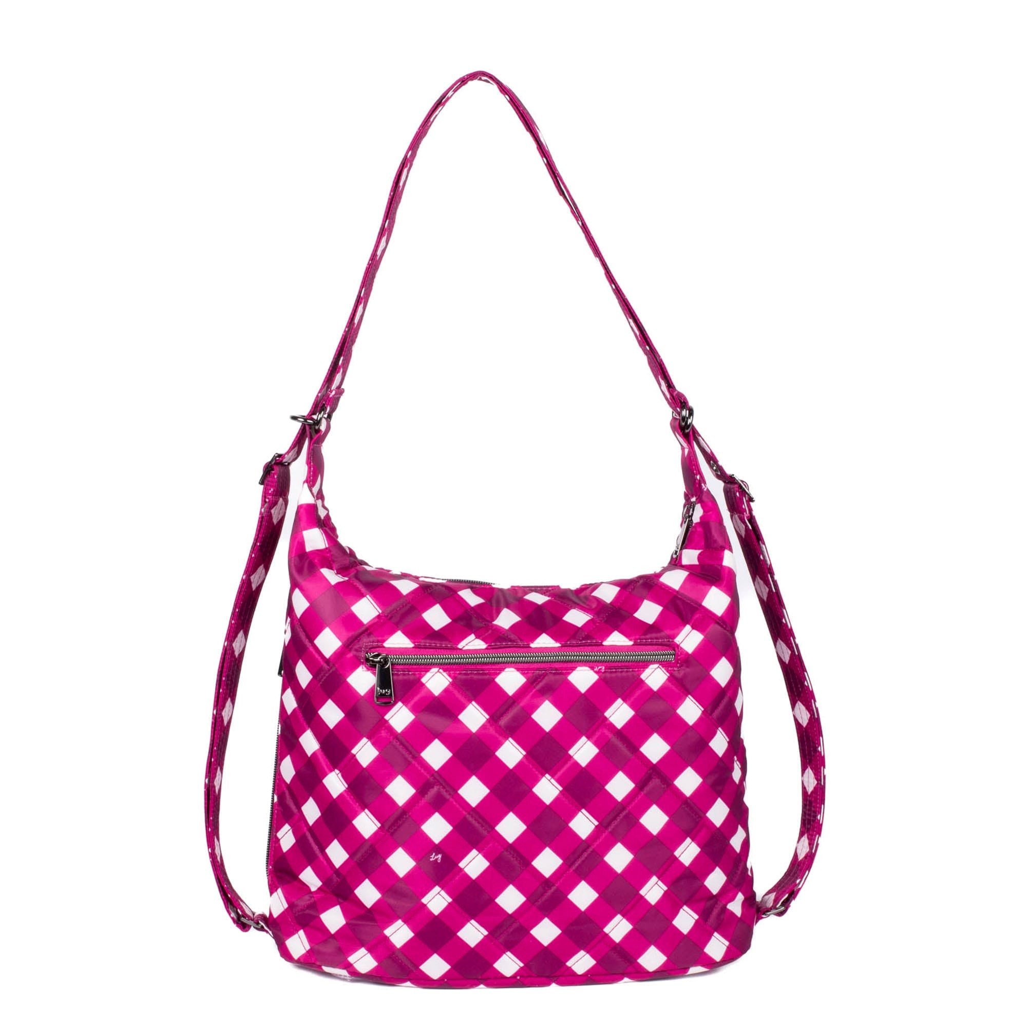 Zipliner 2 Convertible Hobo Bag - GINGHAM BERRY - Zipliner2_GinghamBerry_04