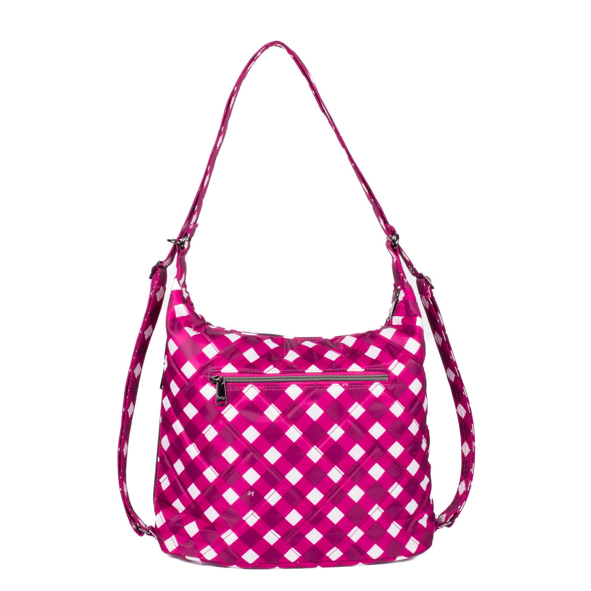 Zipliner 2 Convertible Hobo Bag - GINGHAM BERRY - Zipliner2_GinghamBerry_04