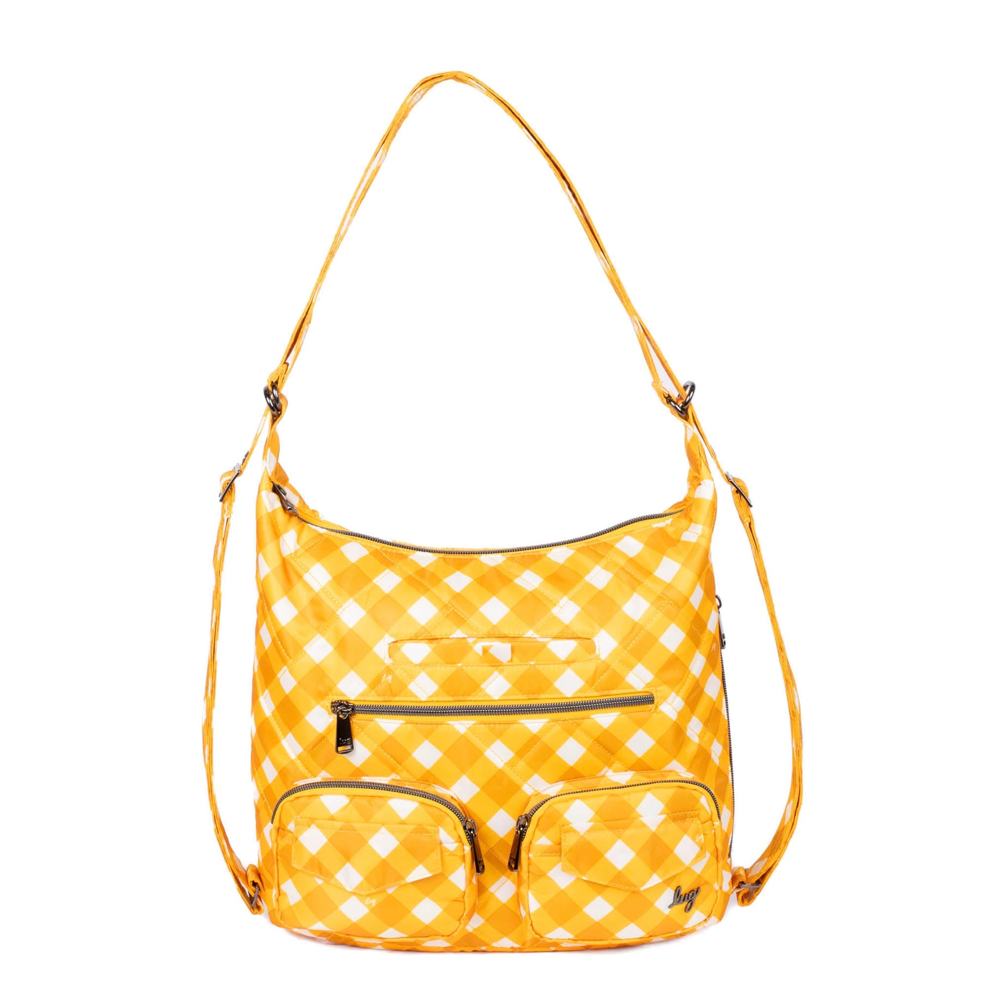 Zipliner 2 Convertible Hobo Bag - GINGHAM MUSTARD - Zipliner2_GinghamMustard_01