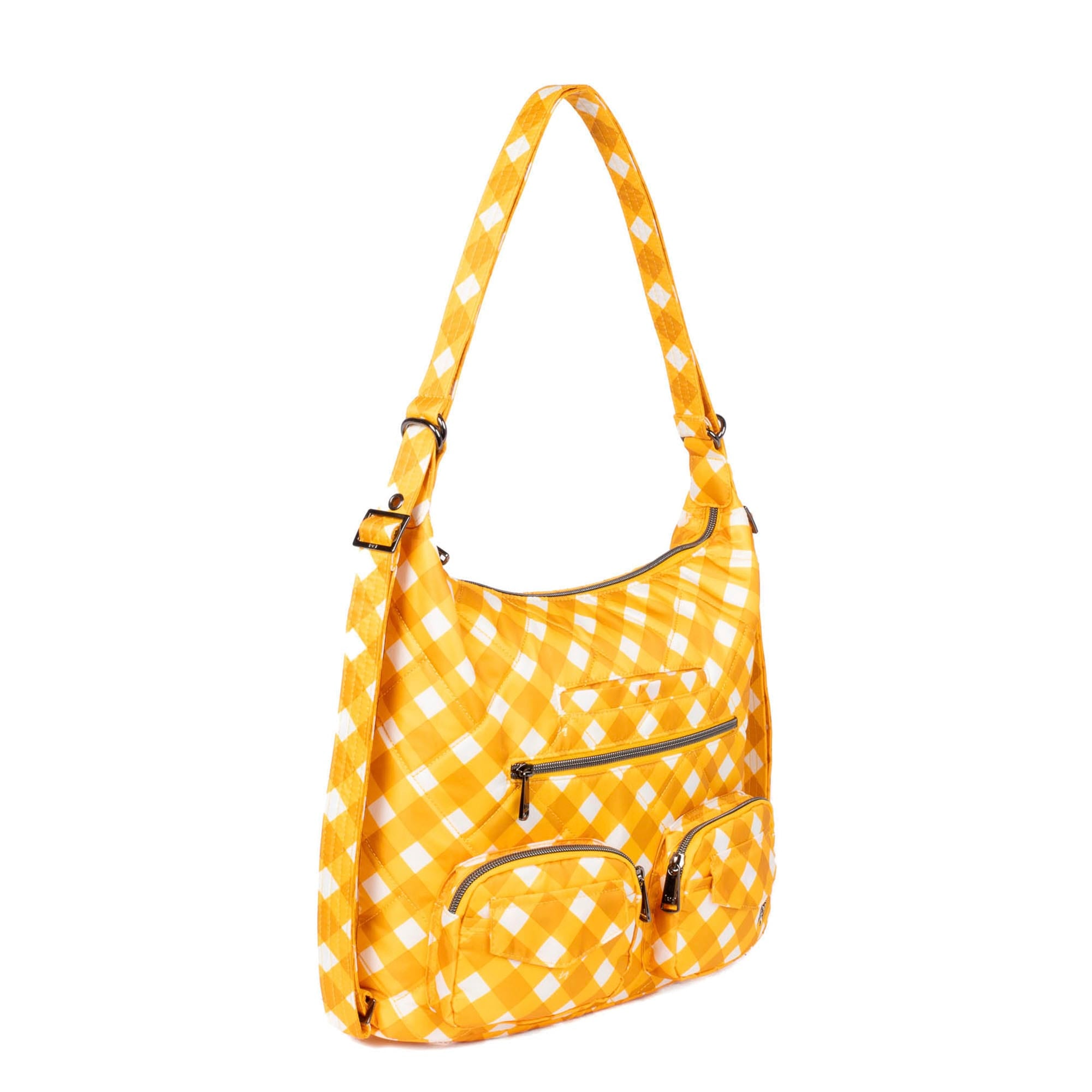Zipliner 2 Convertible Hobo Bag - GINGHAM MUSTARD - Zipliner2_GinghamMustard_02