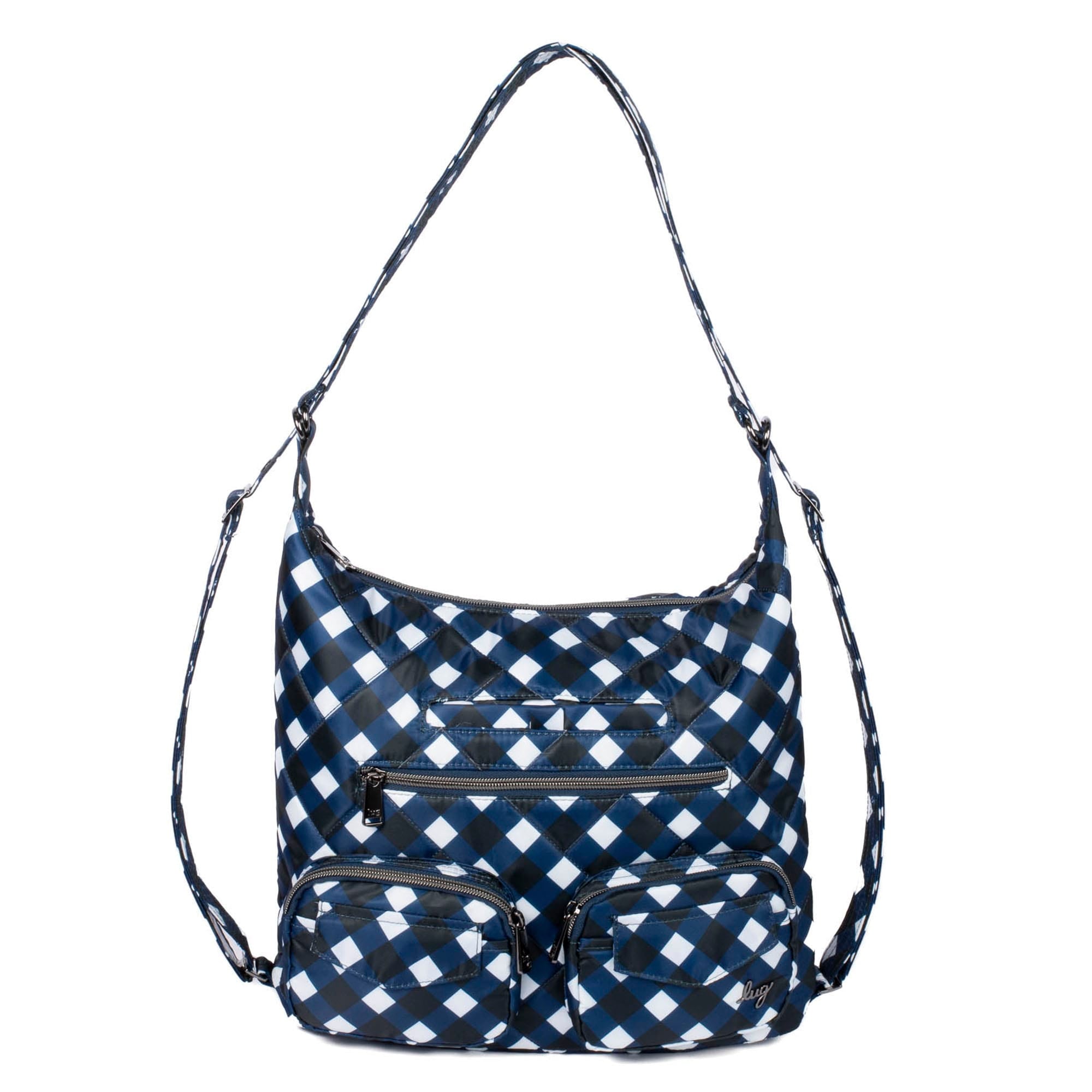 Zipliner 2 Convertible Hobo Bag - GINGHAM NAVY - Zipliner2_GinghamNavy_01