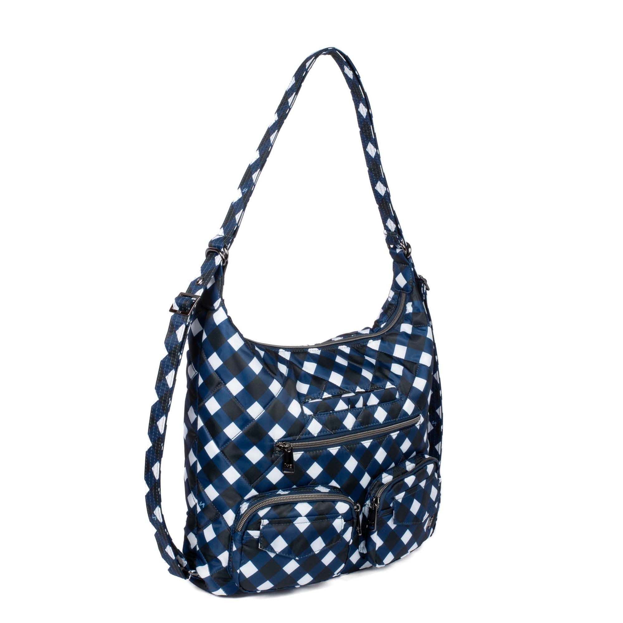 Zipliner 2 Convertible Hobo Bag - GINGHAM NAVY - Zipliner2_GinghamNavy_02
