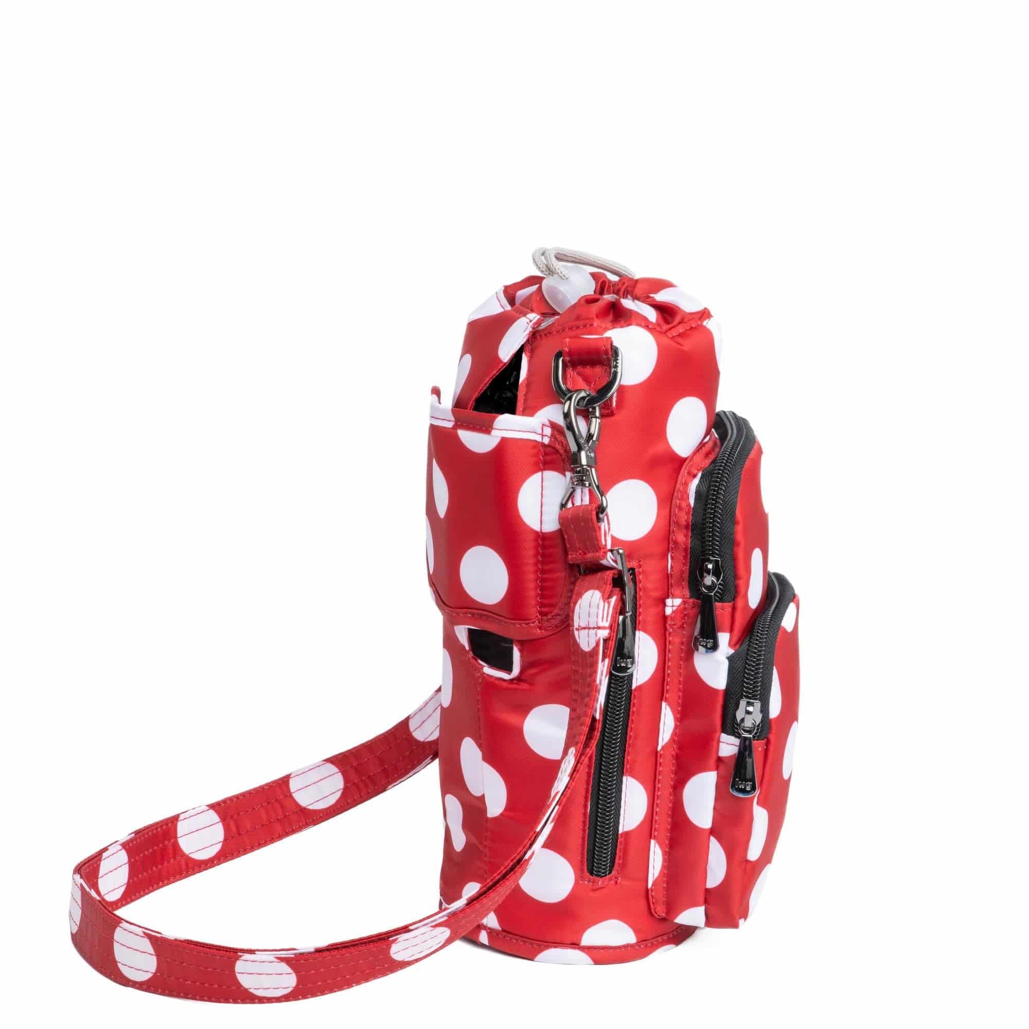 Huggie XL Crossbody Bottle Holder - CRIMSON LARGE DOT - huggiexl_crimsonlgdot_03