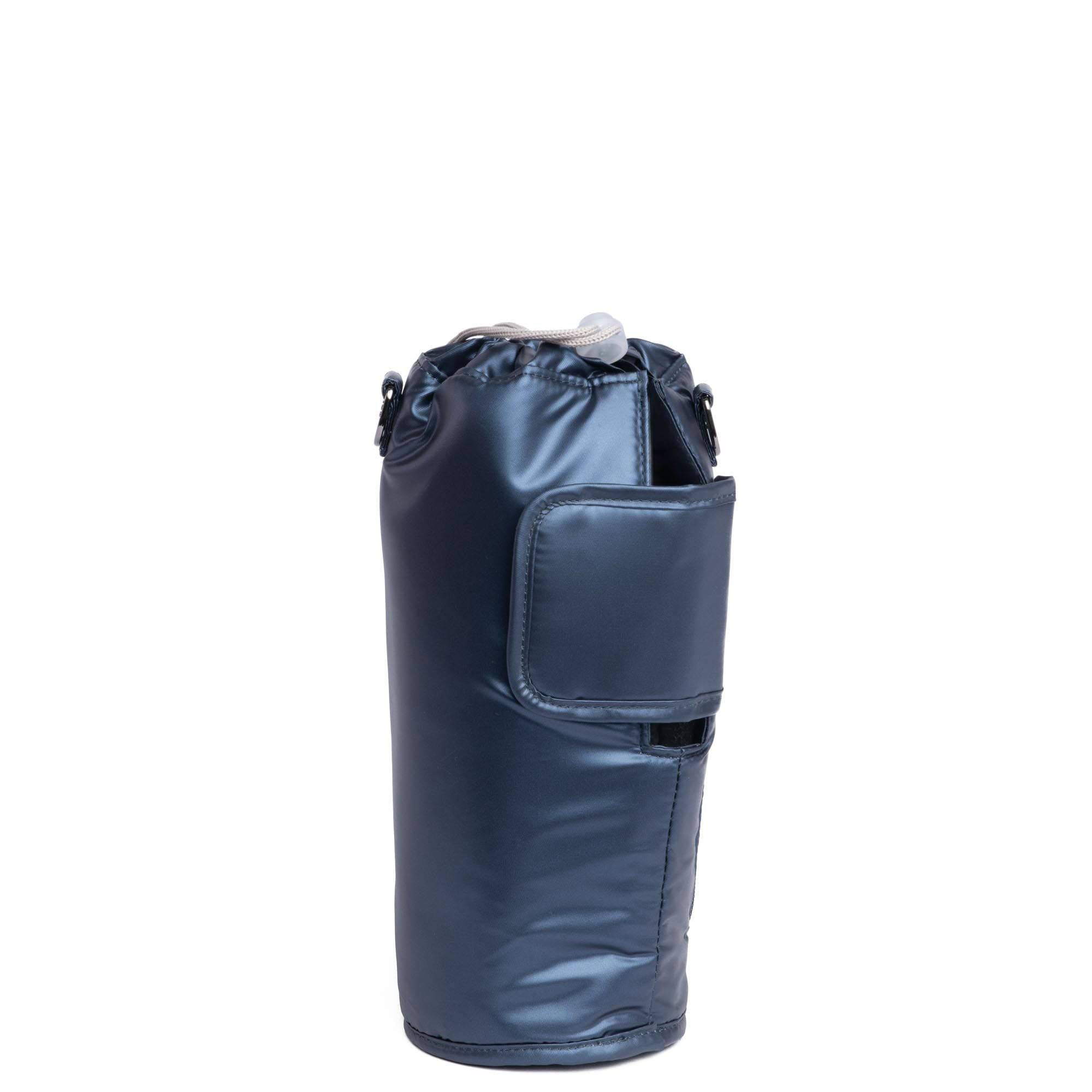 Huggie XL Crossbody Bottle Holder - METALLIC INDIGO - huggiexl_metallicindigo_04