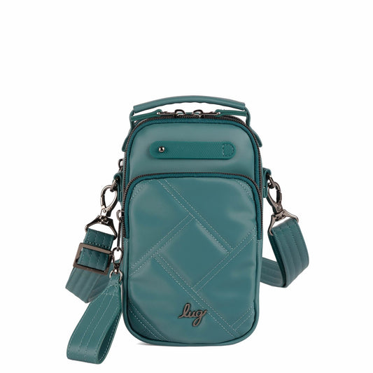 Lug Skeeter Mini Bridge Satin Luxe VL convertible crossbody bag in elegant satin with adjustable strap and compact design.